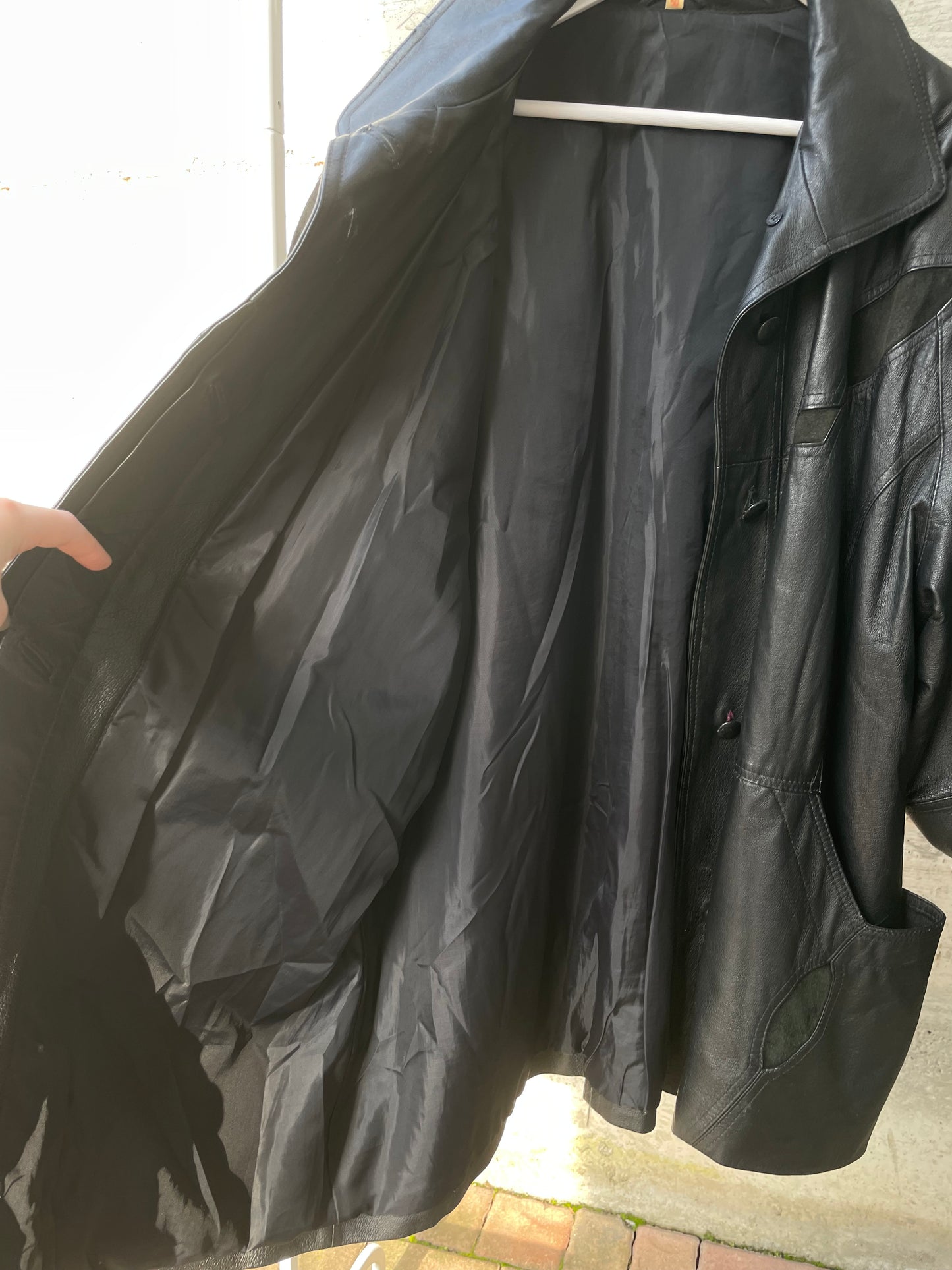 Giacca 80s vera pelle nera - inserti camoscio