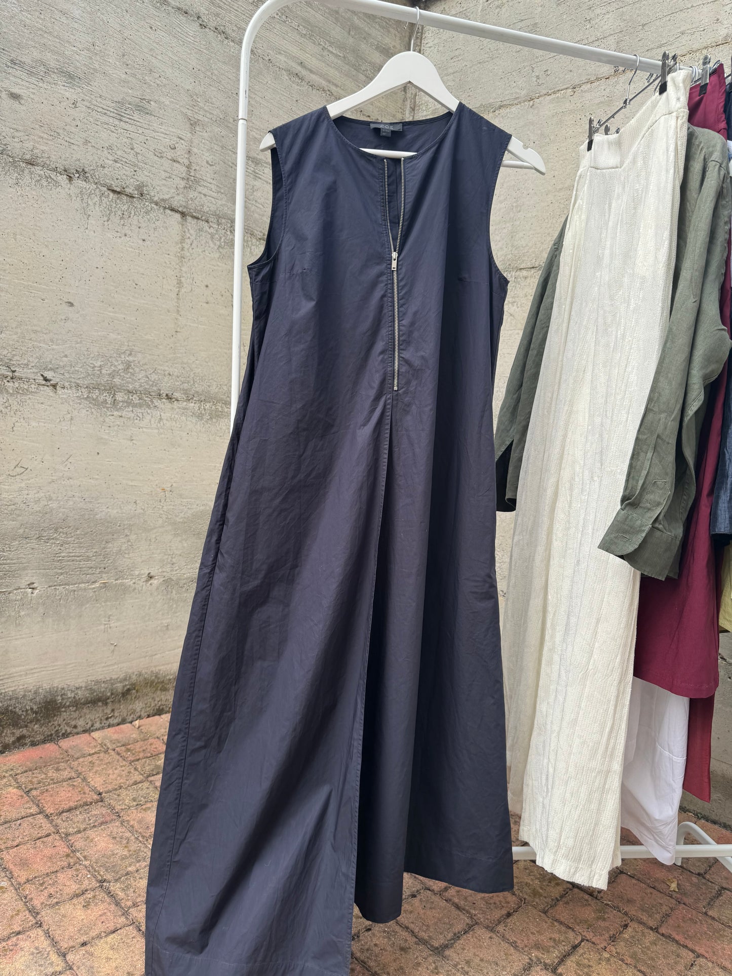 Maxi abito COS in cotone blu notte, taglia M