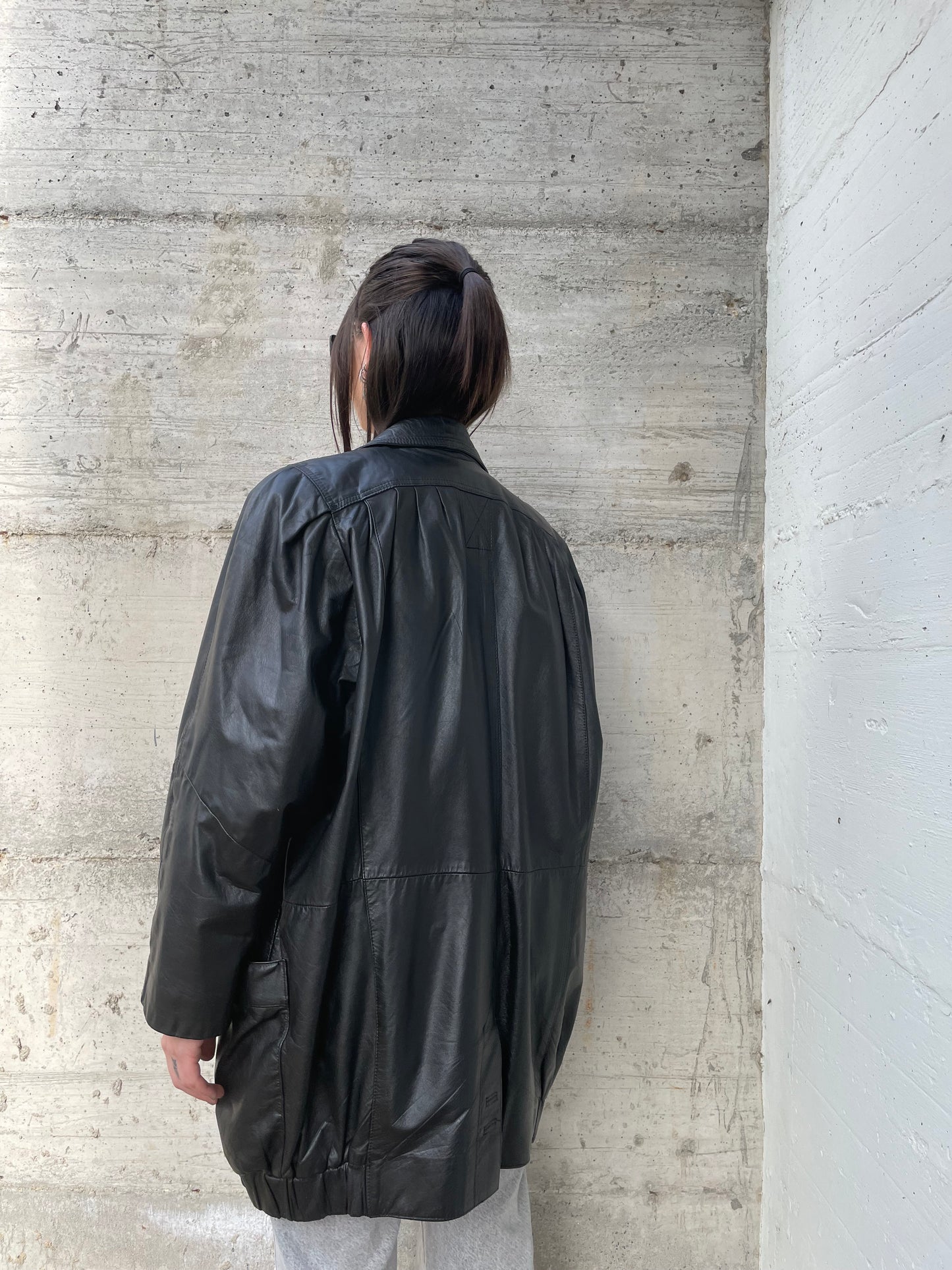 Giacca 80s vera pelle nera