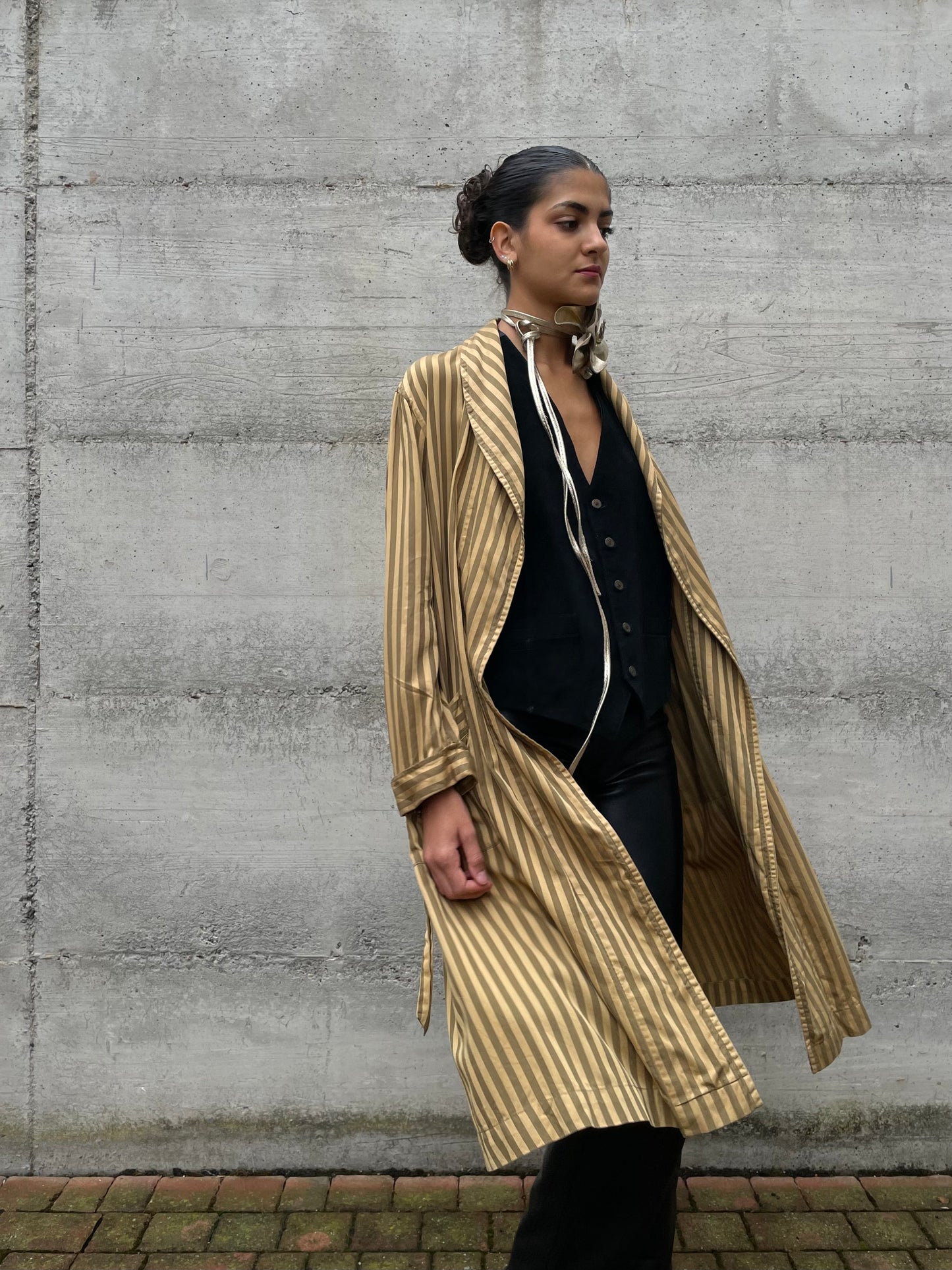 Vestaglia sartoriale in seta striped - taglia unica