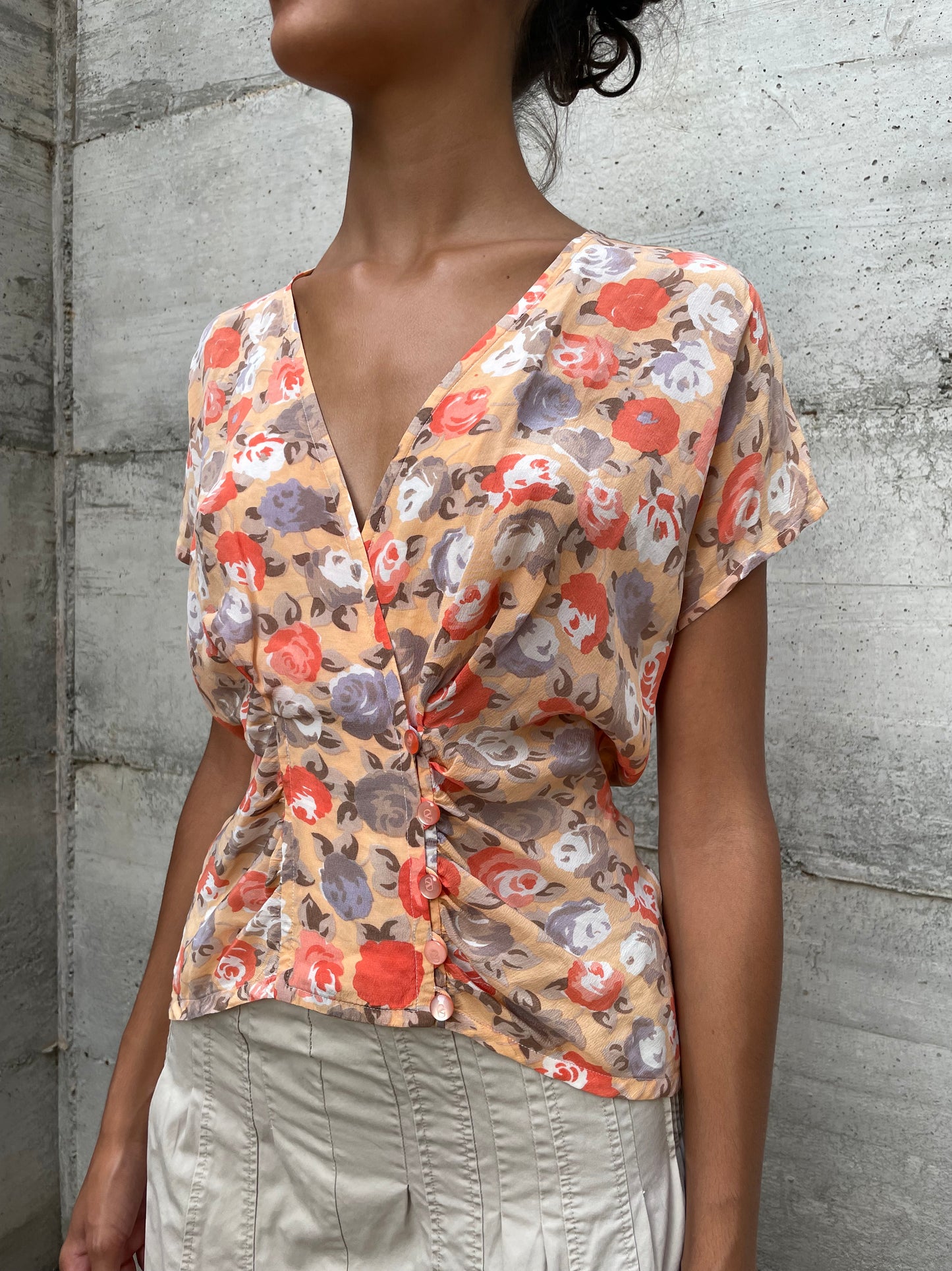 Blusa sartoriale 100% seta con bottoni Valentino originali - taglia S/M