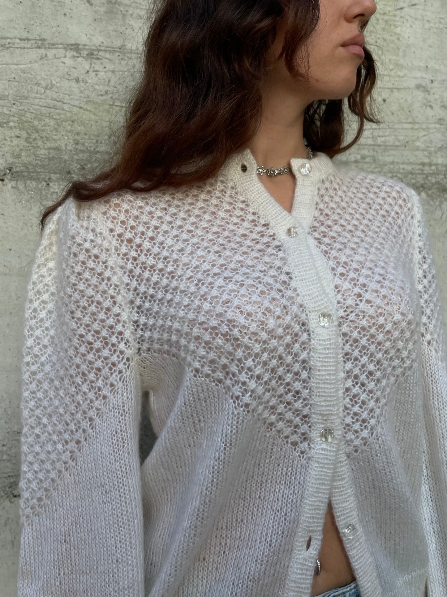 Cardigan romantico burro sartoriale, pura lana - taglia unica