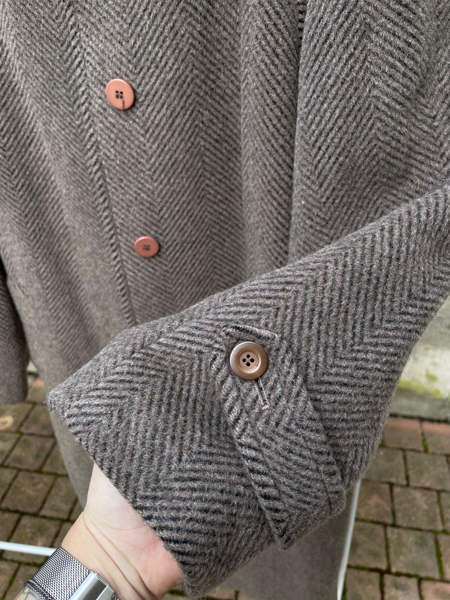 Cappotto monopetto sartoriale spigato in lana