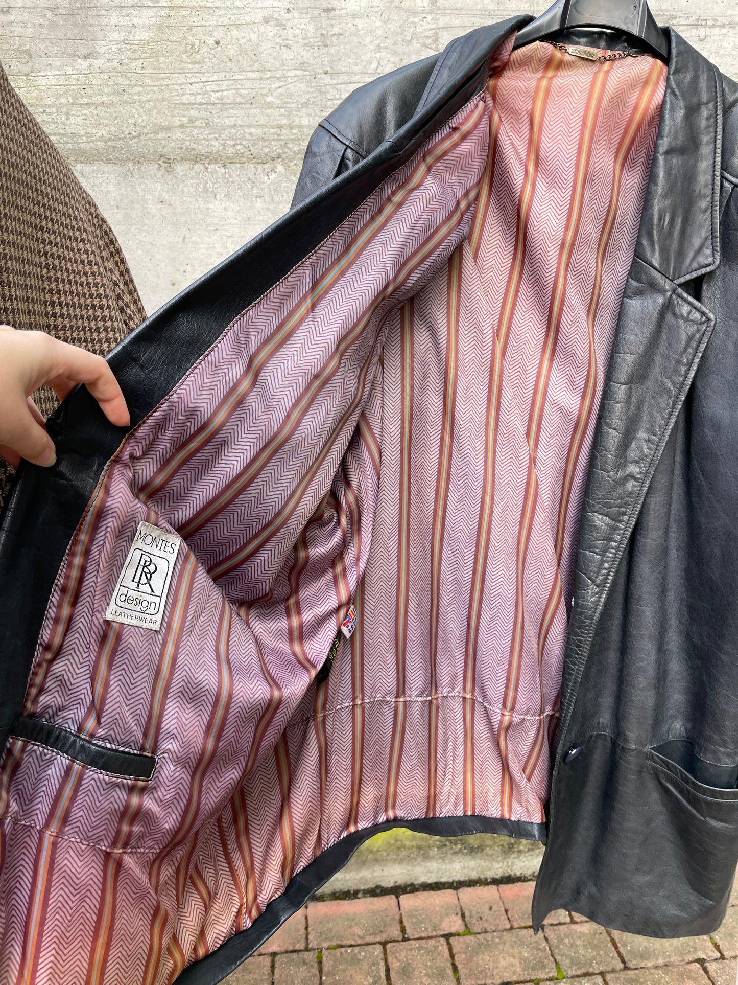 Giacca vera pelle nera 80s liscia