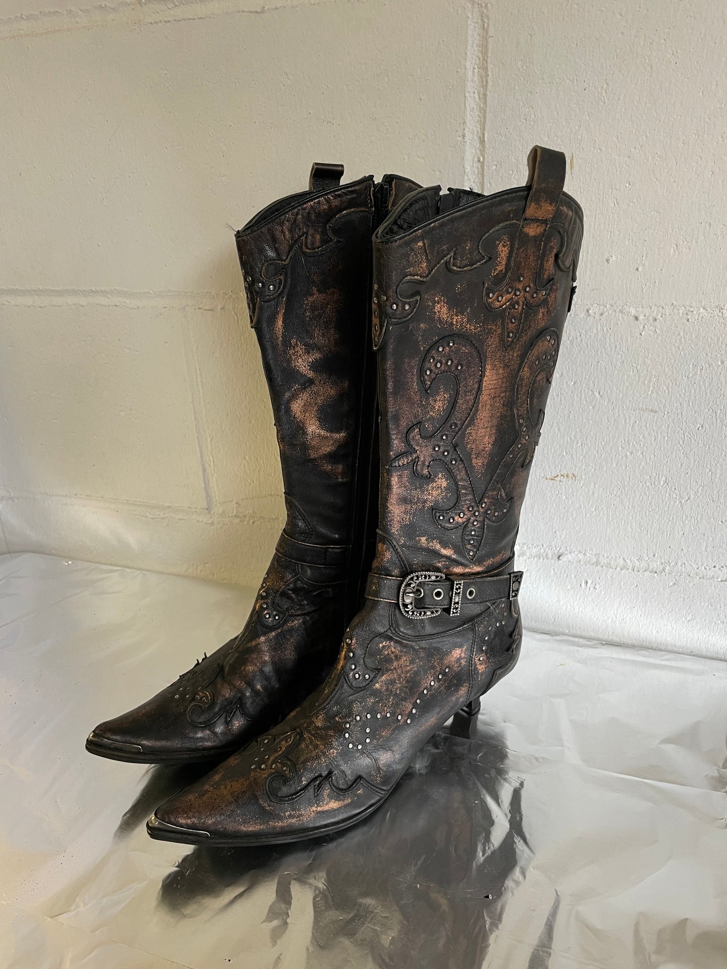 EU 37 - Texano 90s vera pelle a punta tacco basso 4cm