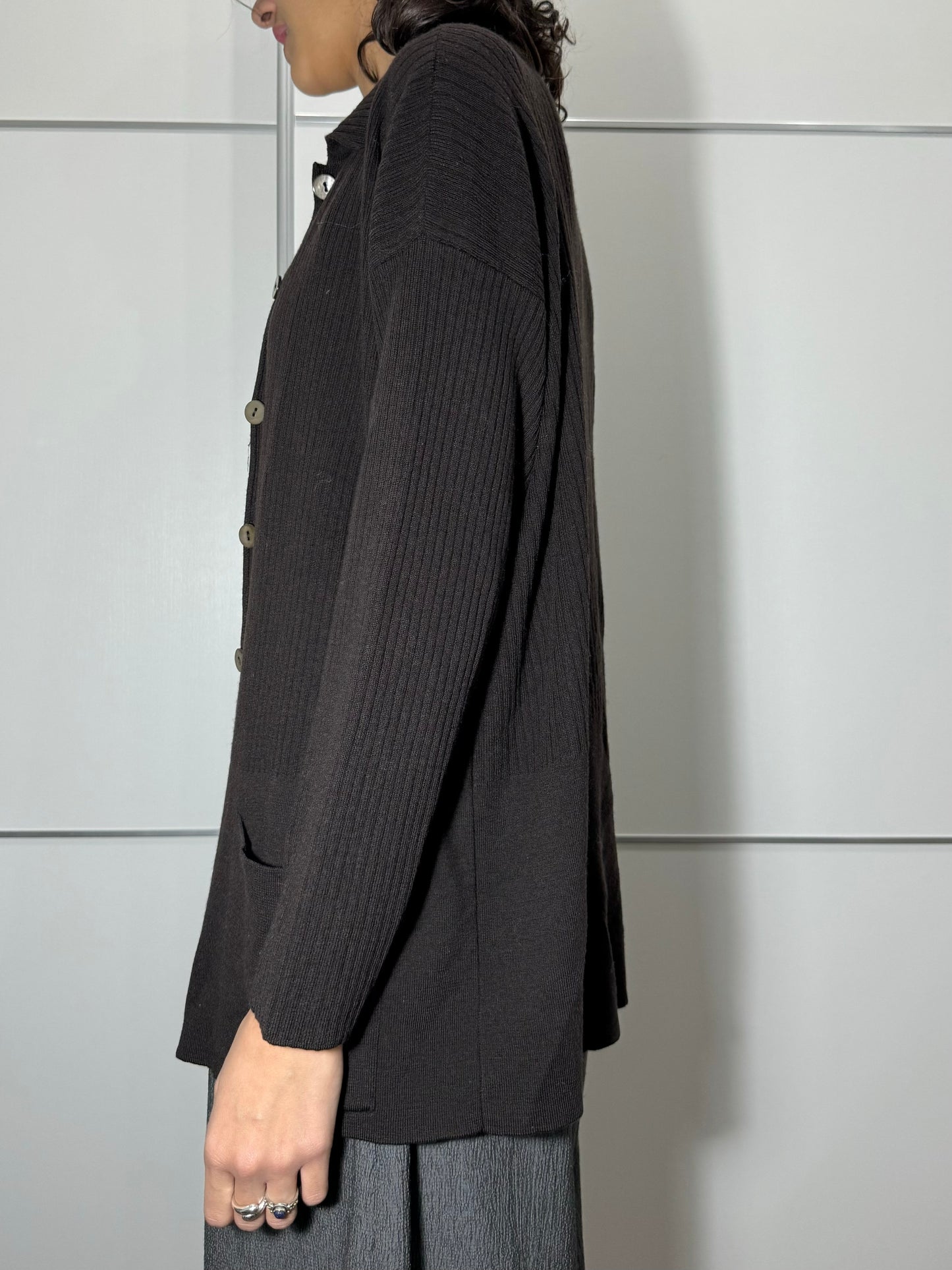 Cardigan testa di moro in 100% lana merino extrafine