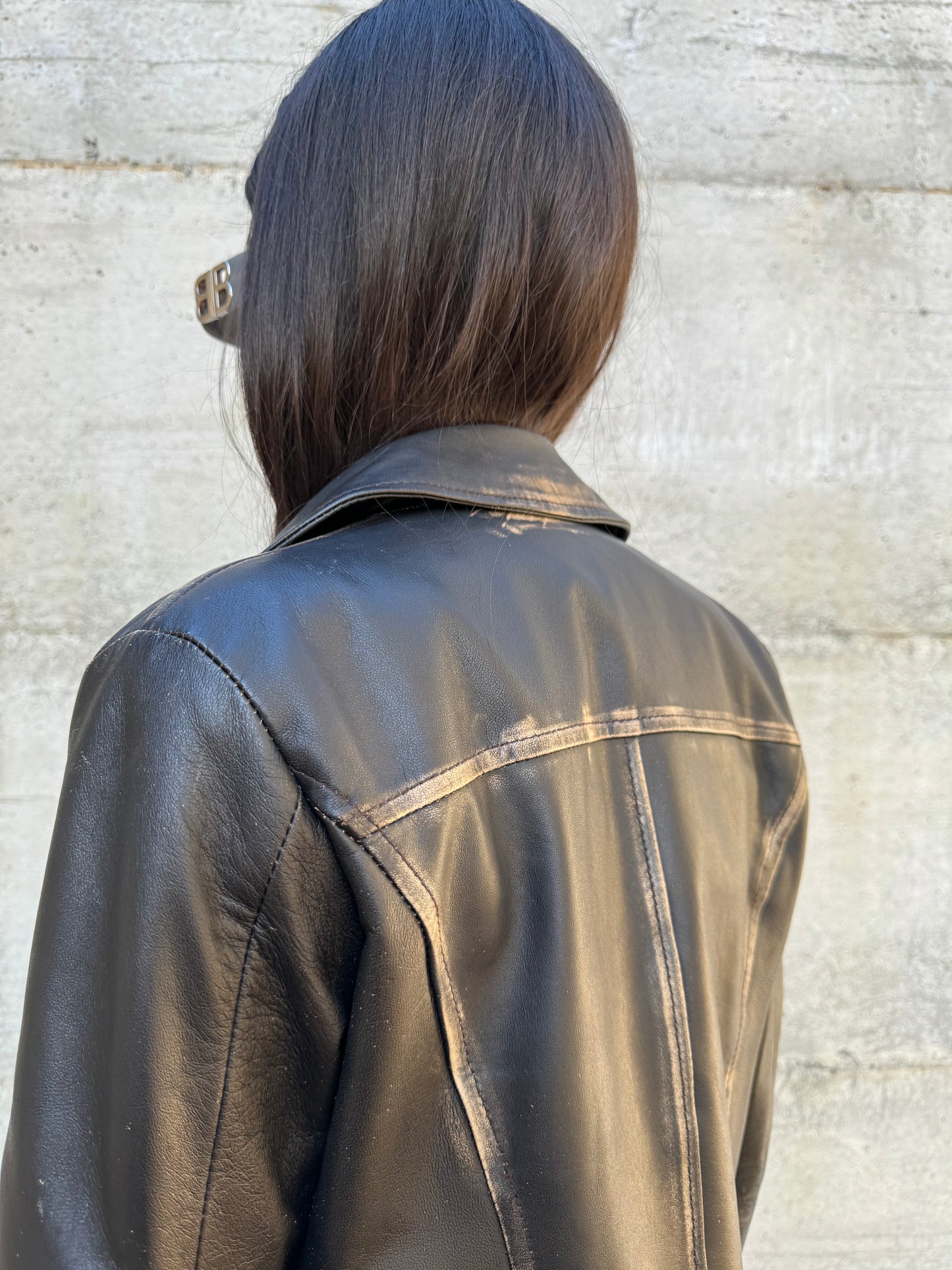 Biker slim in vera pelle nappata effetto used