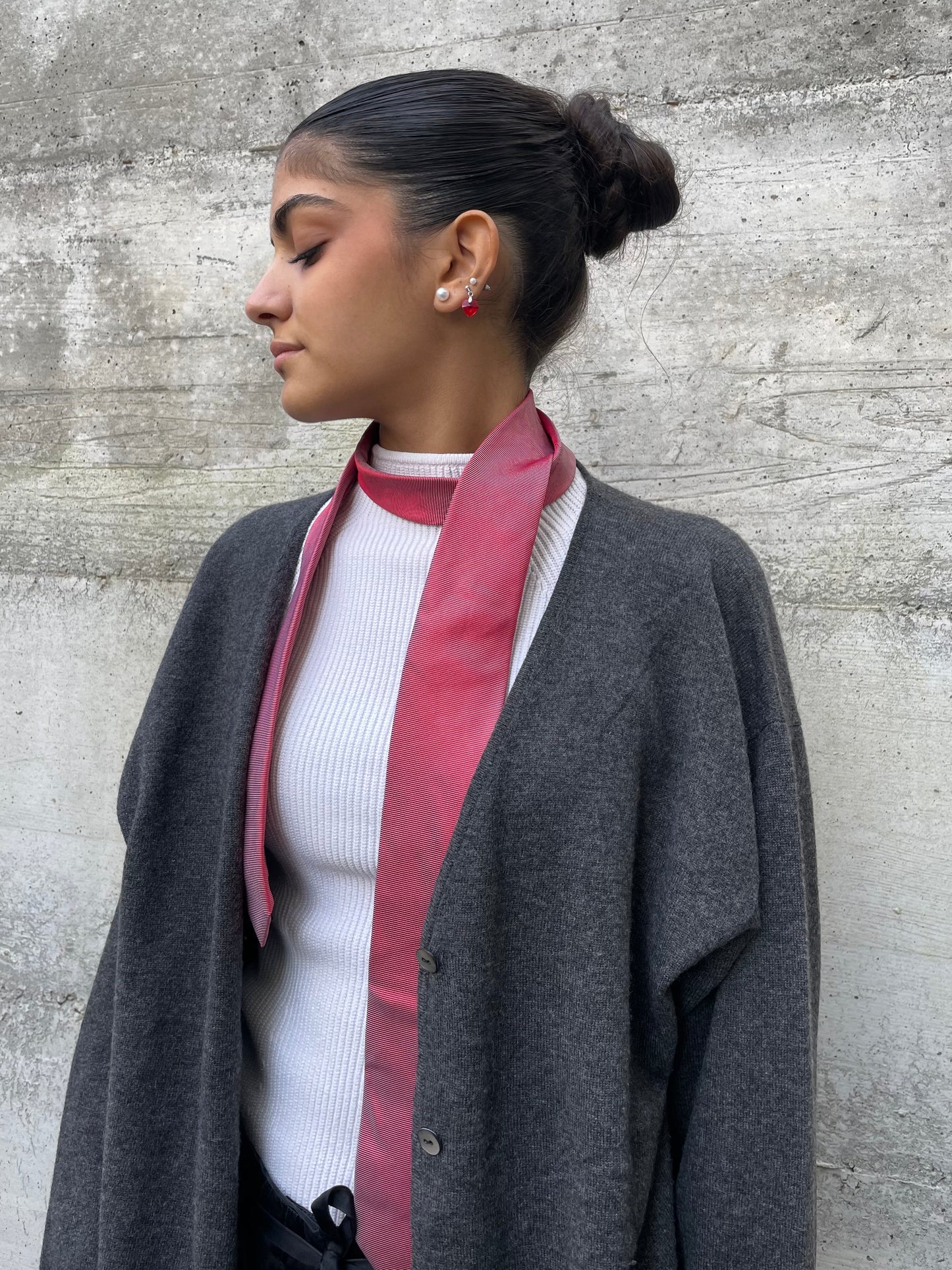 Cardigan sartoriale grigio 100% cashmere