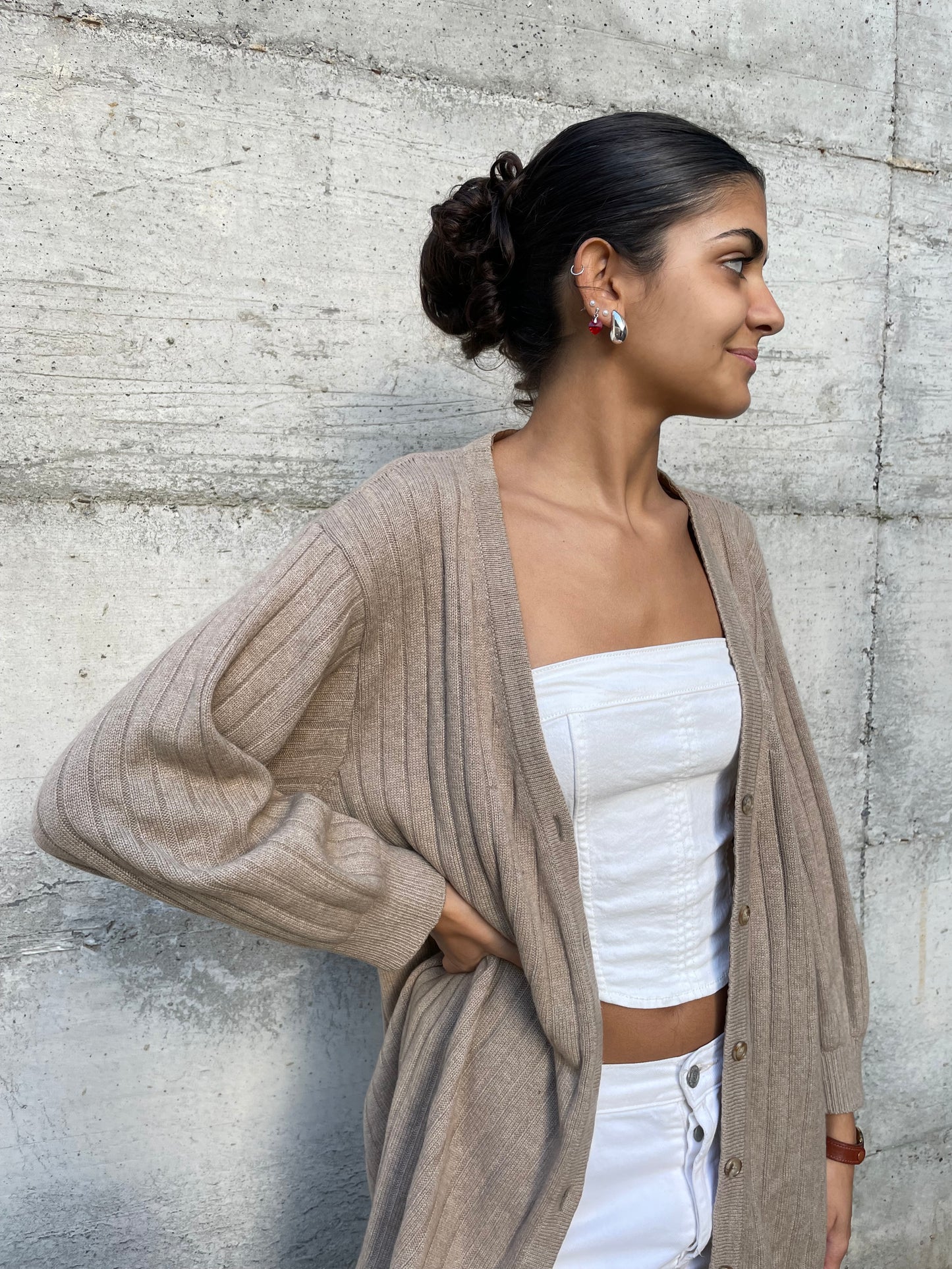 Cardigan lungo 100% cashmere, taglia unica