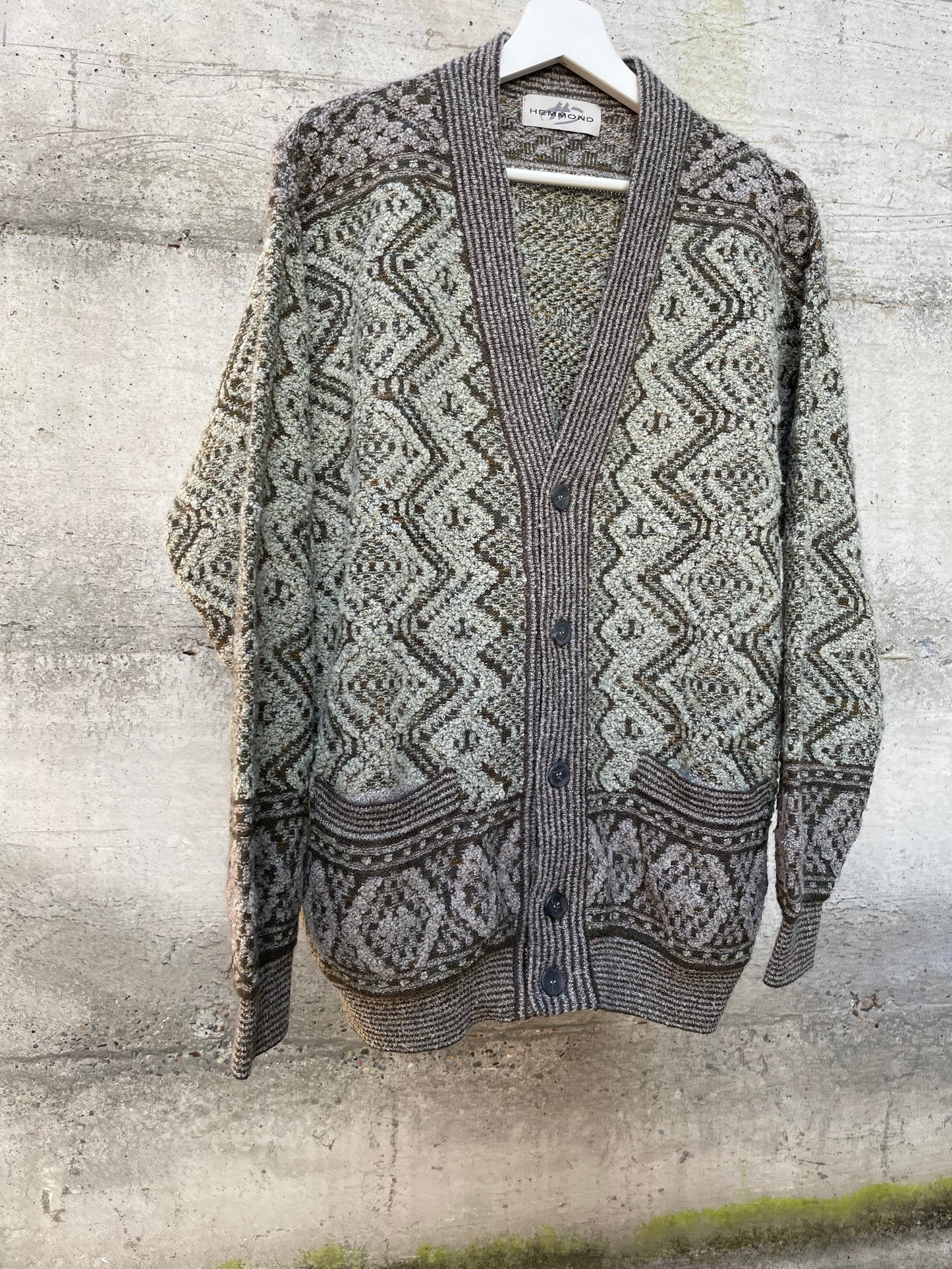 Maxi cardigan fantasia misto lana vergine e mohair - taglia unica