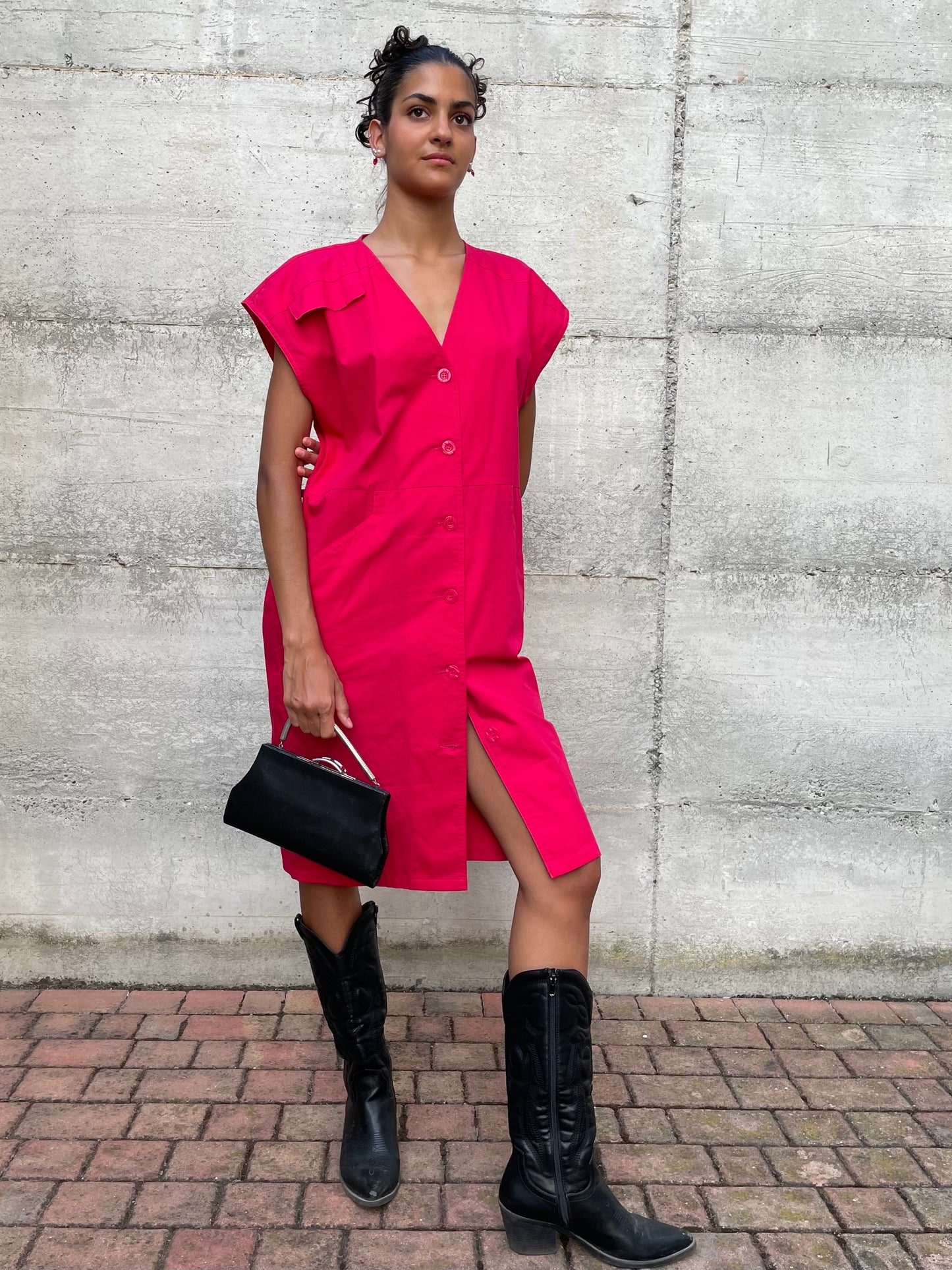 Chemisier midi 100% cotone fucsia - taglia M/L