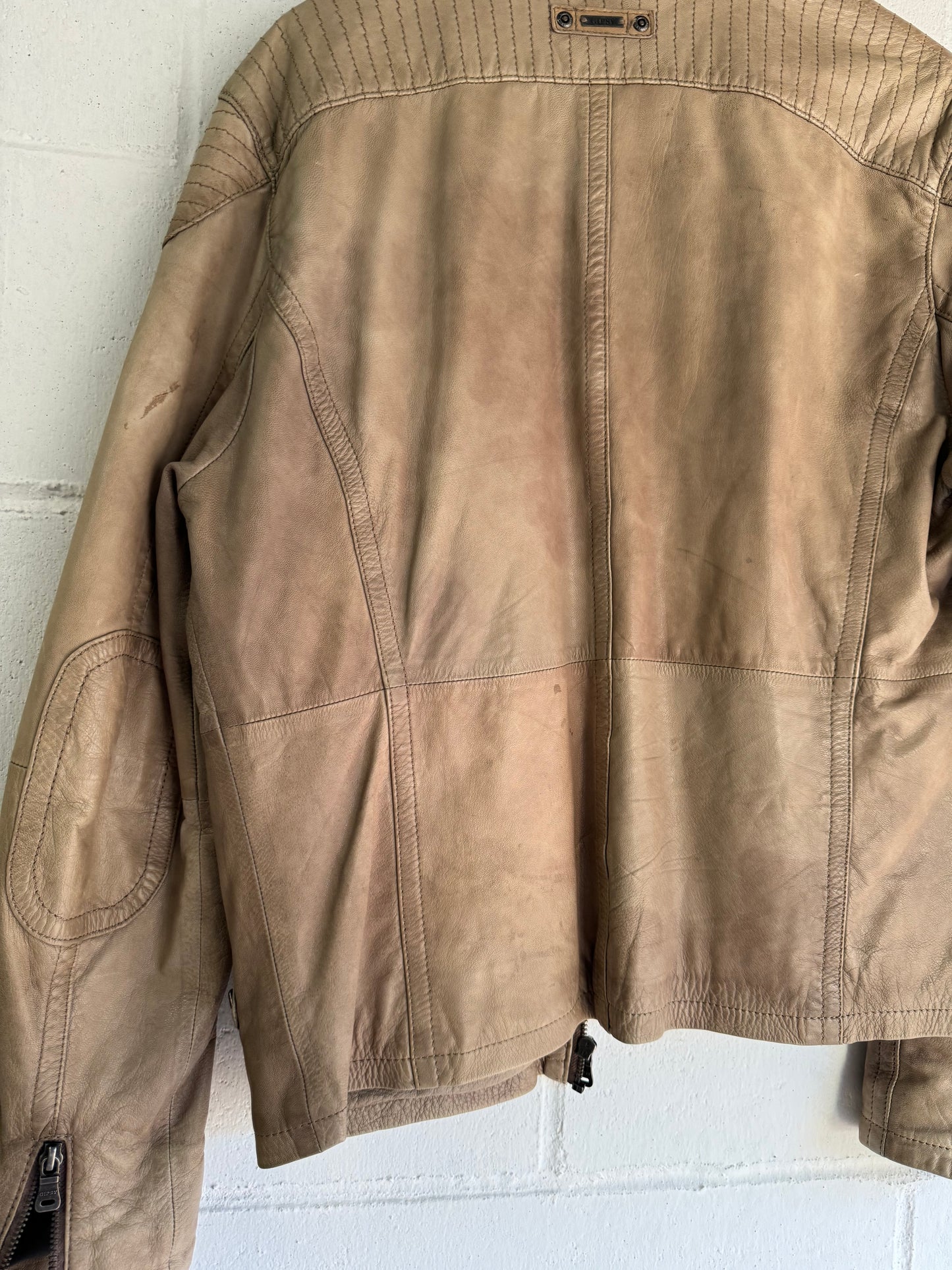 Biker Y2K beige in nappa, taglia M uomo