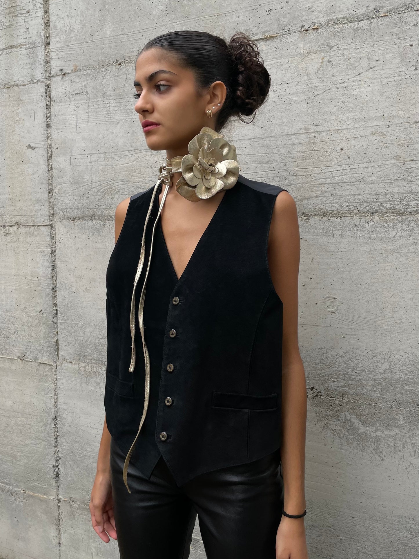 Gilet nero suede vera pelle - taglia L