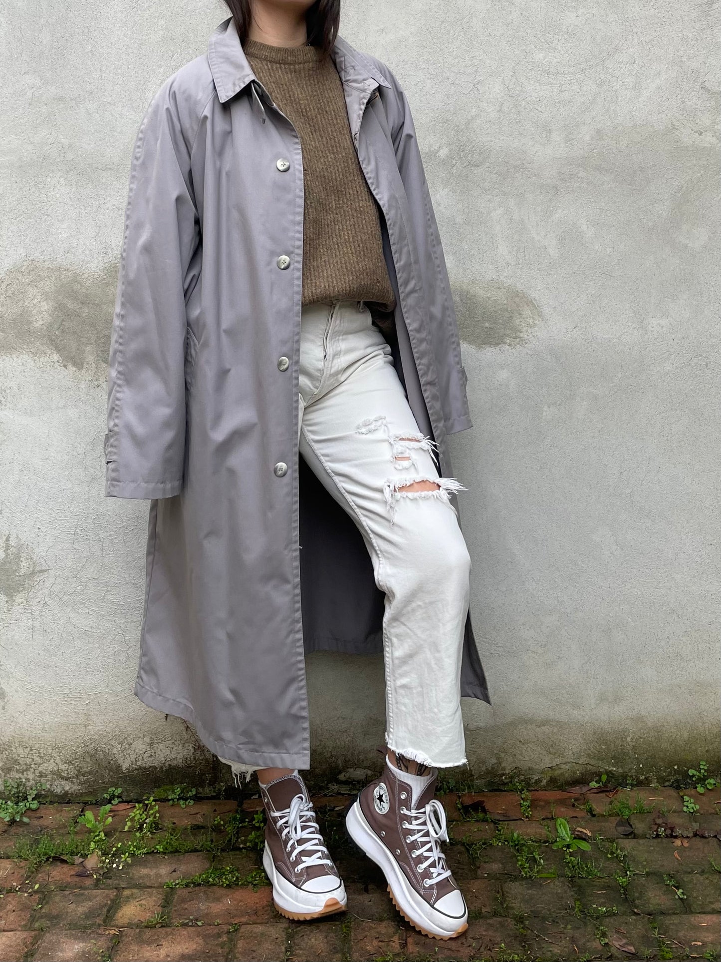 Trenchcoat lungo monopetto glicine