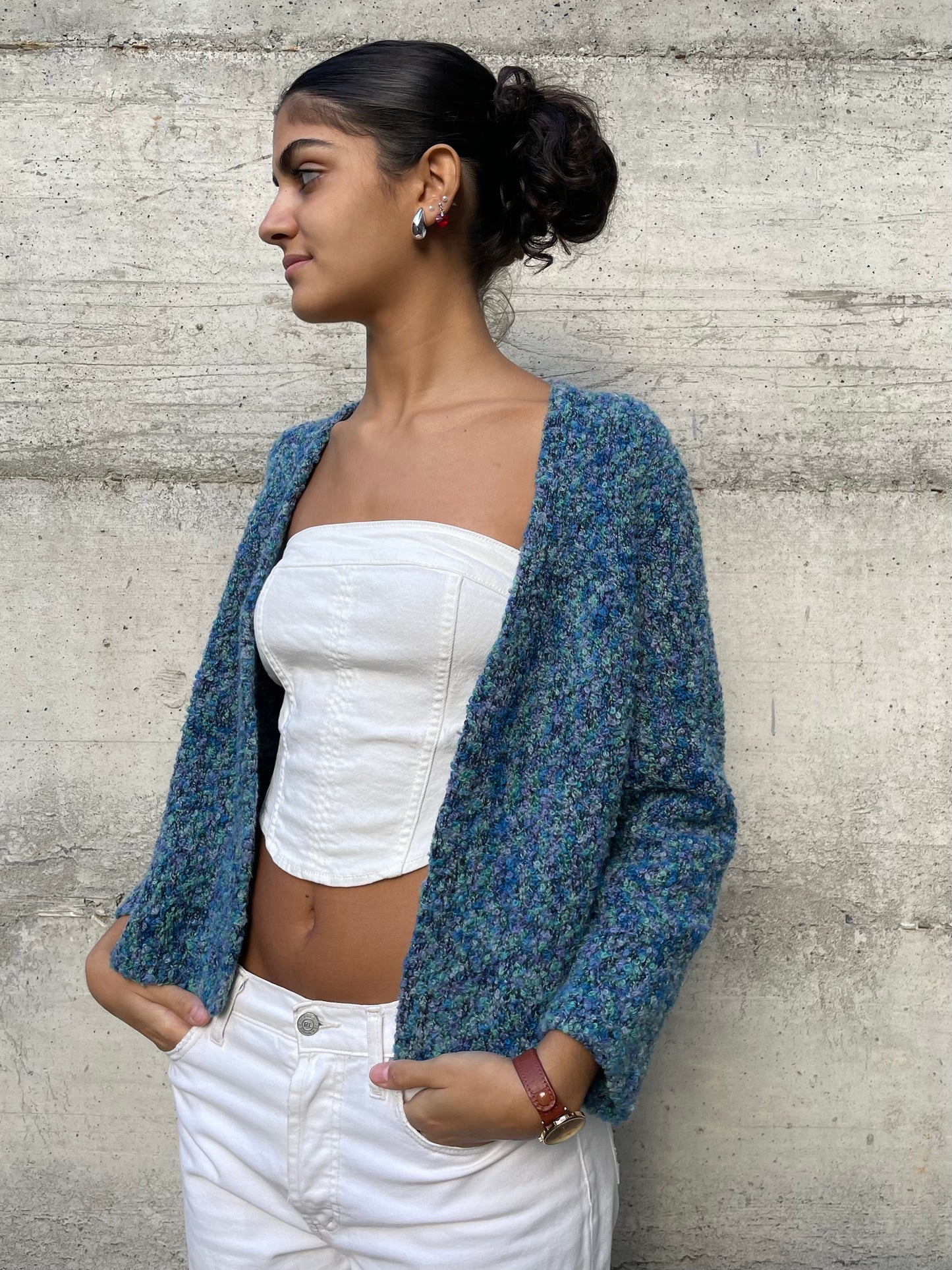 Cardigan aperto sartoriale in lana - taglia unica