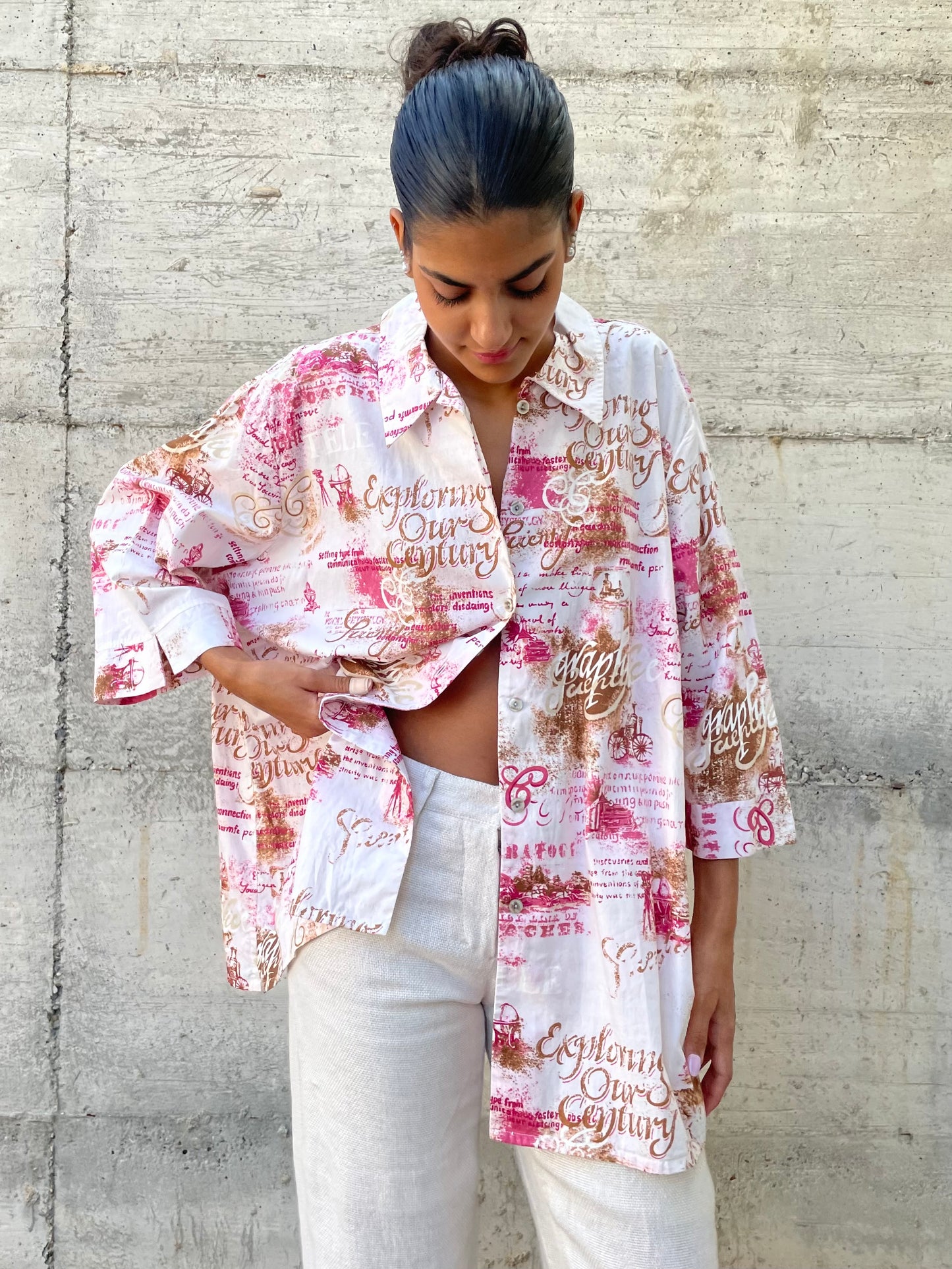 Maxi camicia kimono fantasia 100% cotone, taglia unica