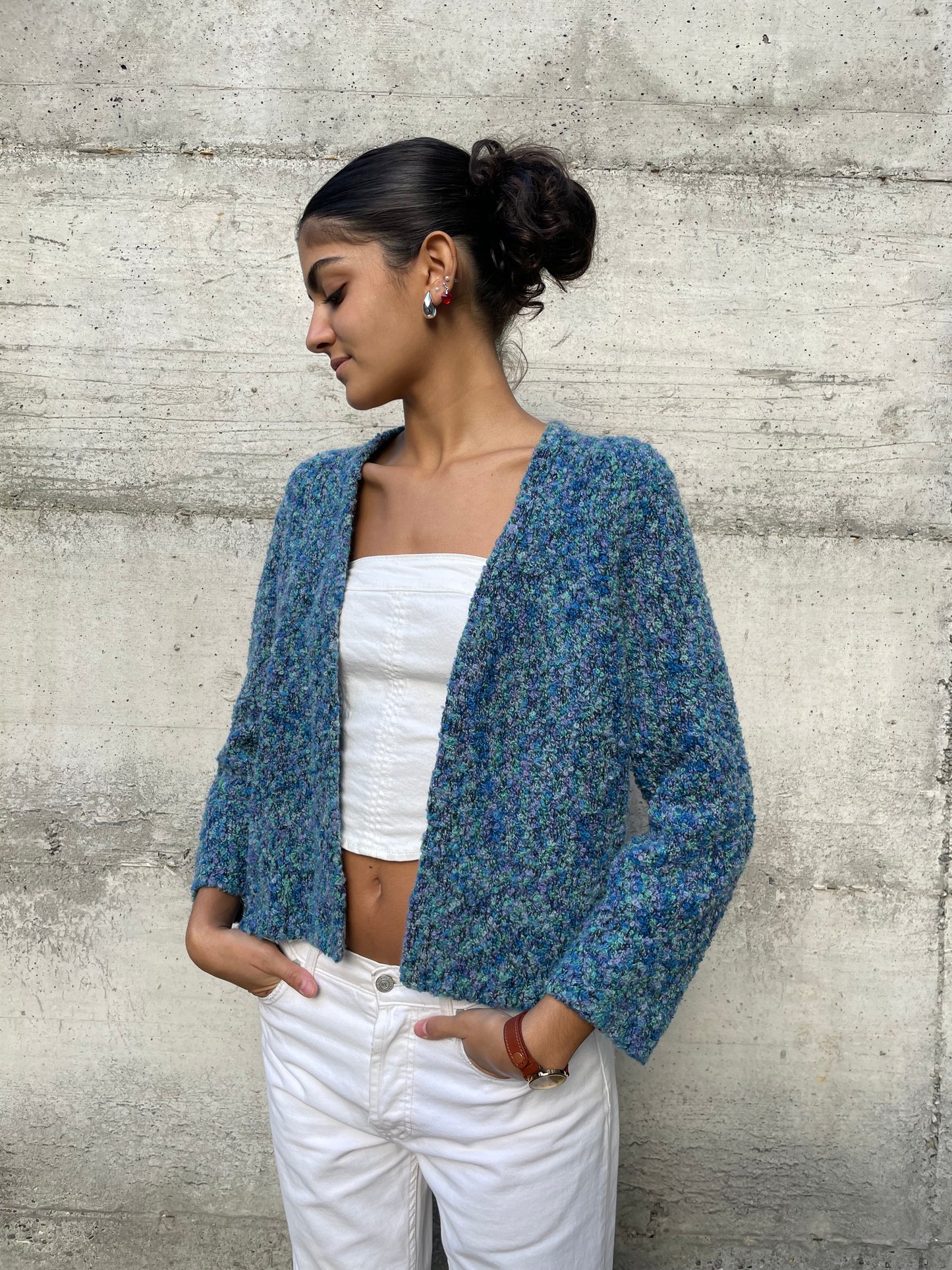 Cardigan aperto sartoriale in lana - taglia unica