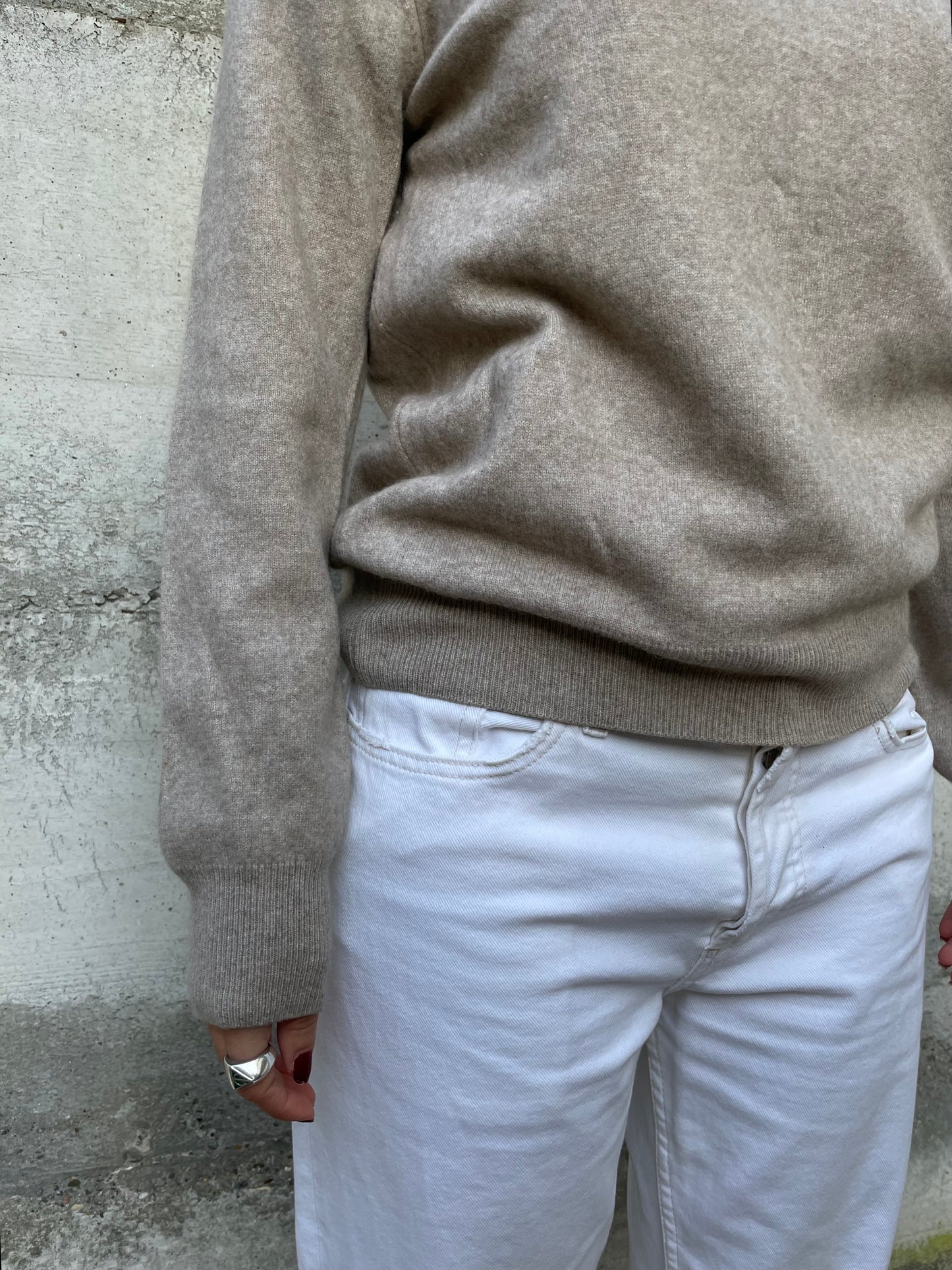 Maglioncino girocollo sabbia 100% cashmere