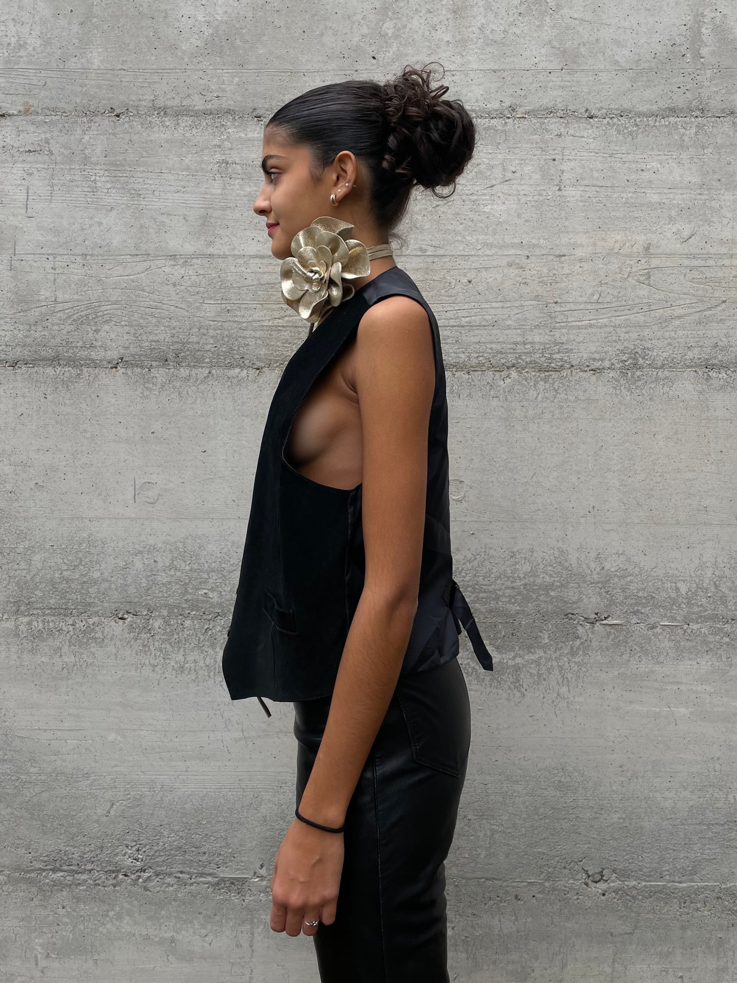 Gilet nero suede vera pelle - taglia L