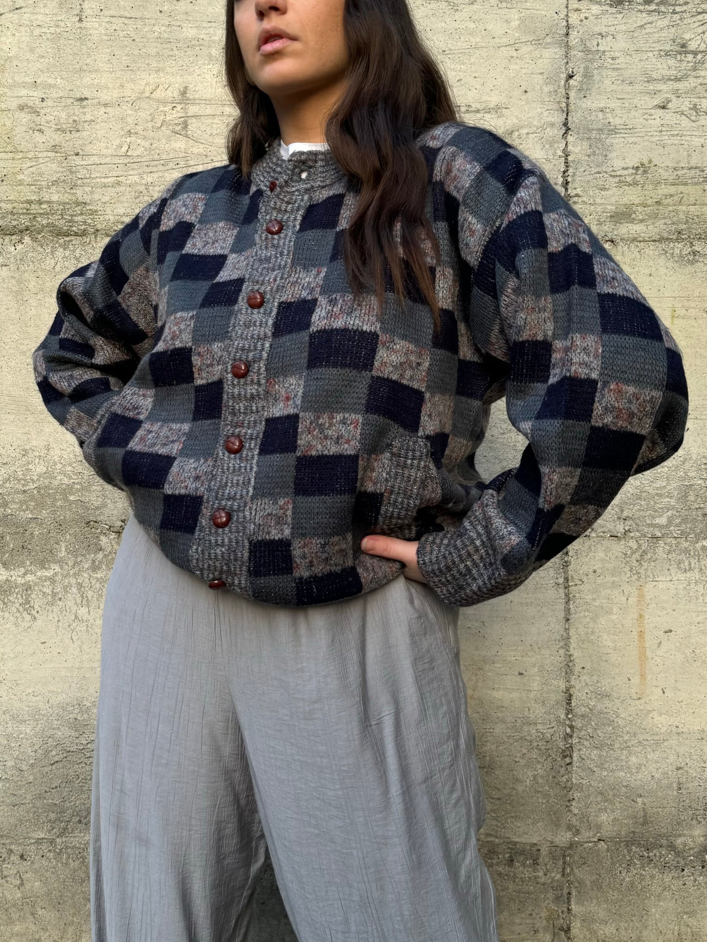 Cardigan girocollo sartoriale in lana