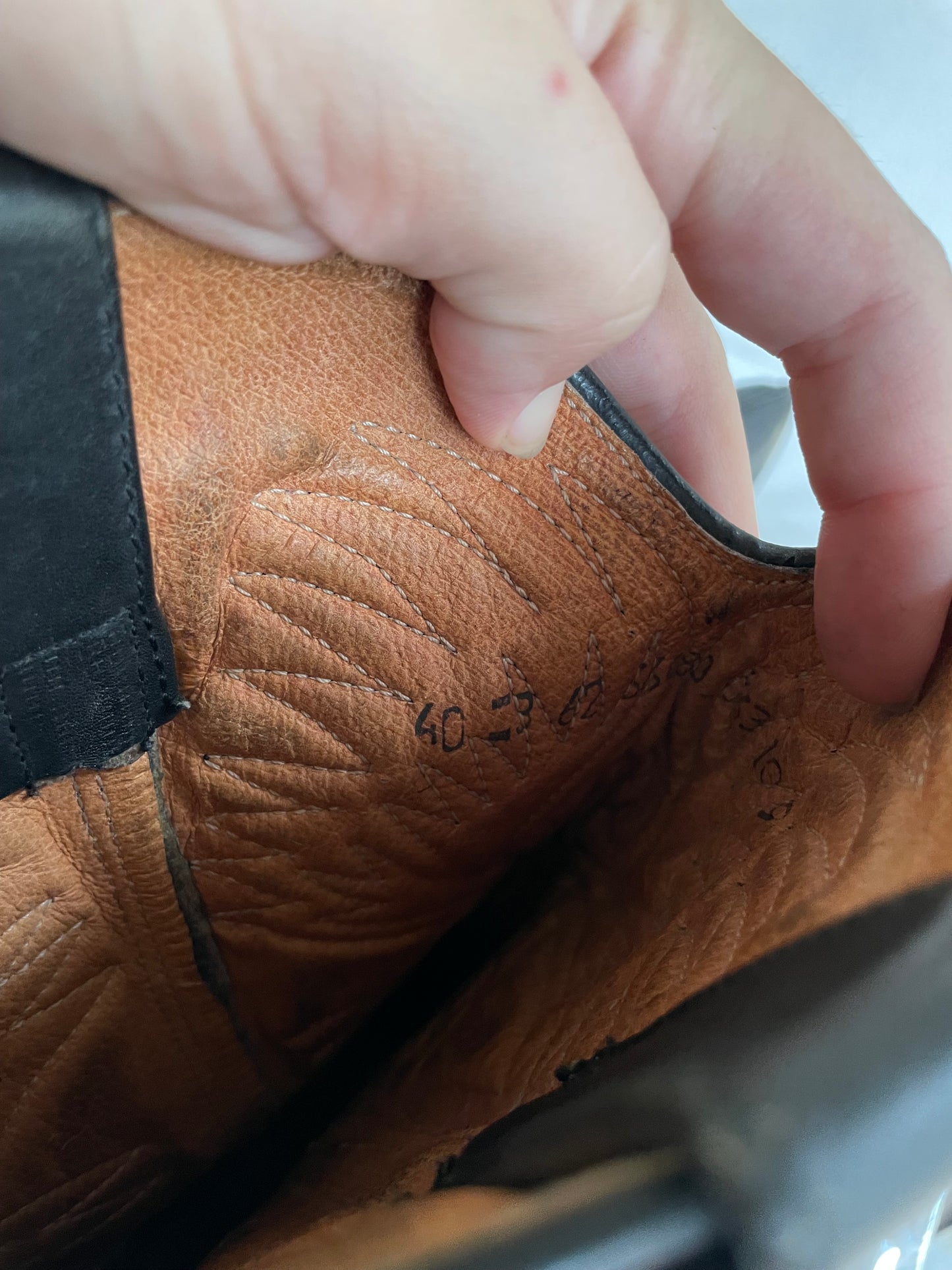 EU 38.5/39 - Texano vintage al polpaccio in vera pelle nero