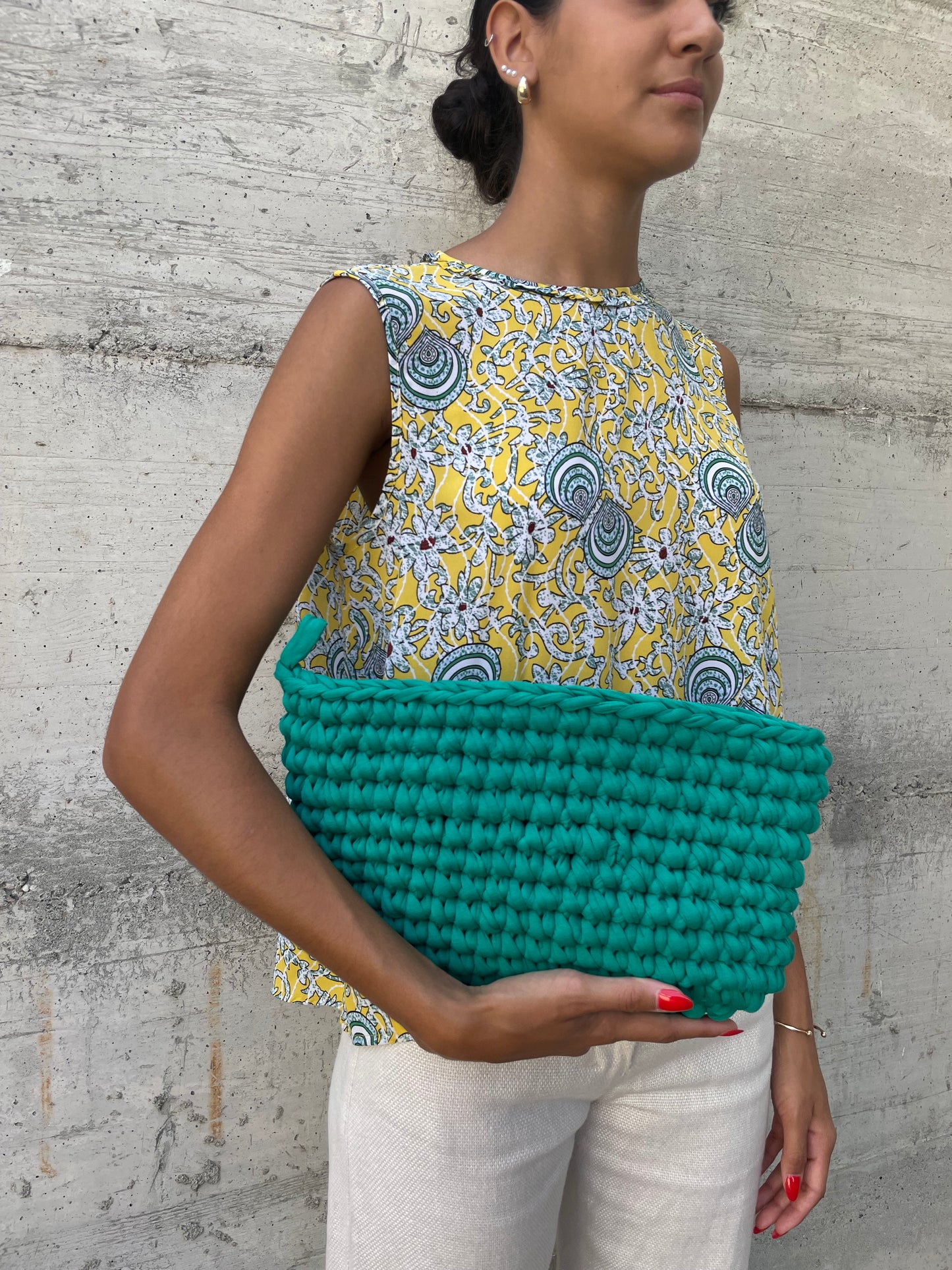 Top fantasia Benetton anni 90 in viscosa - taglia S/M