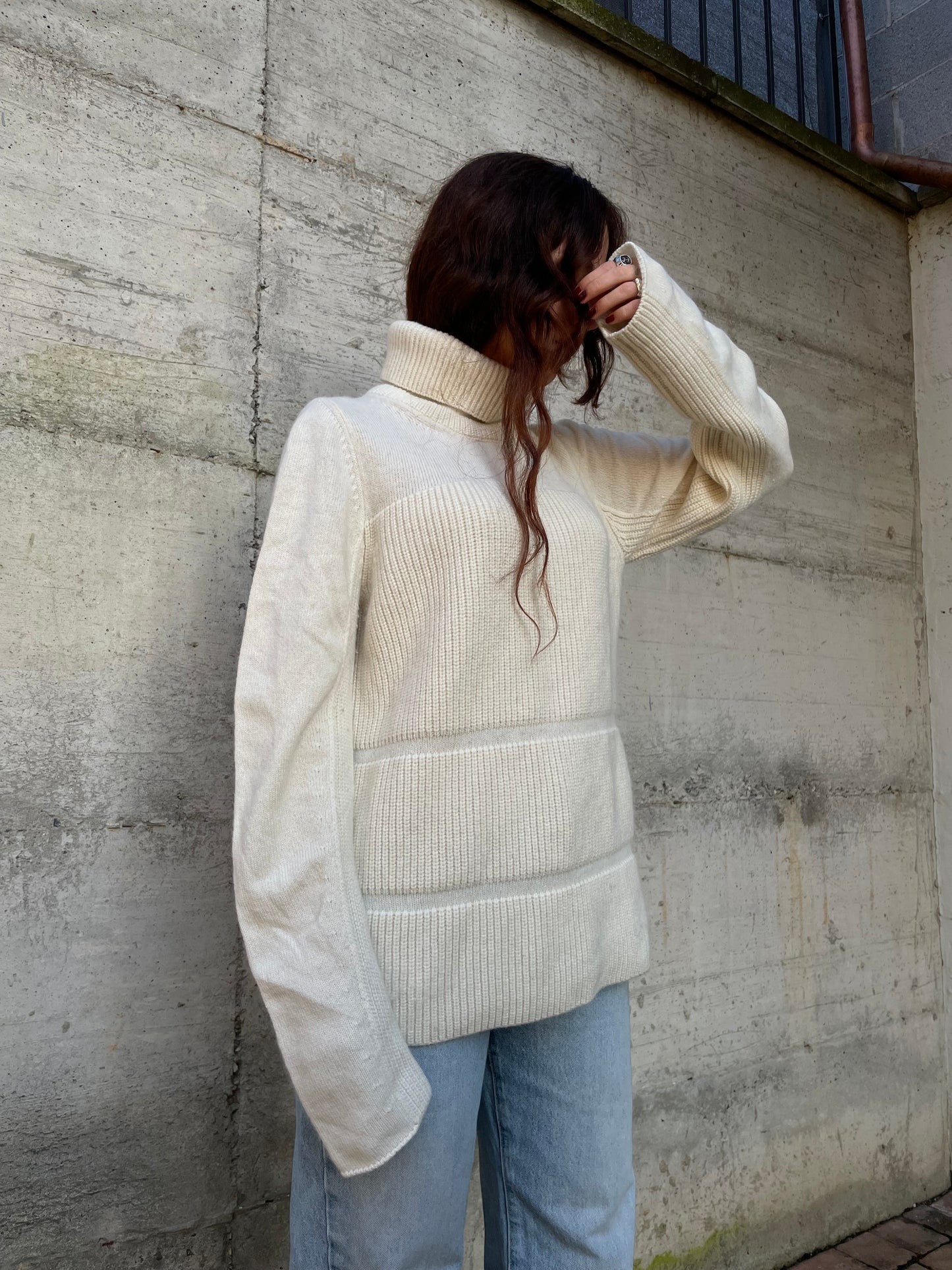 Dolcevita oversize burro Liviana Conti, 100% lana vergine - taglia M