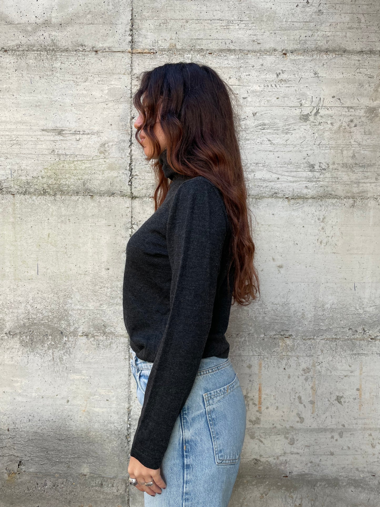 Dolcevita leggero 100% lana vergine grigio scuro - taglia M