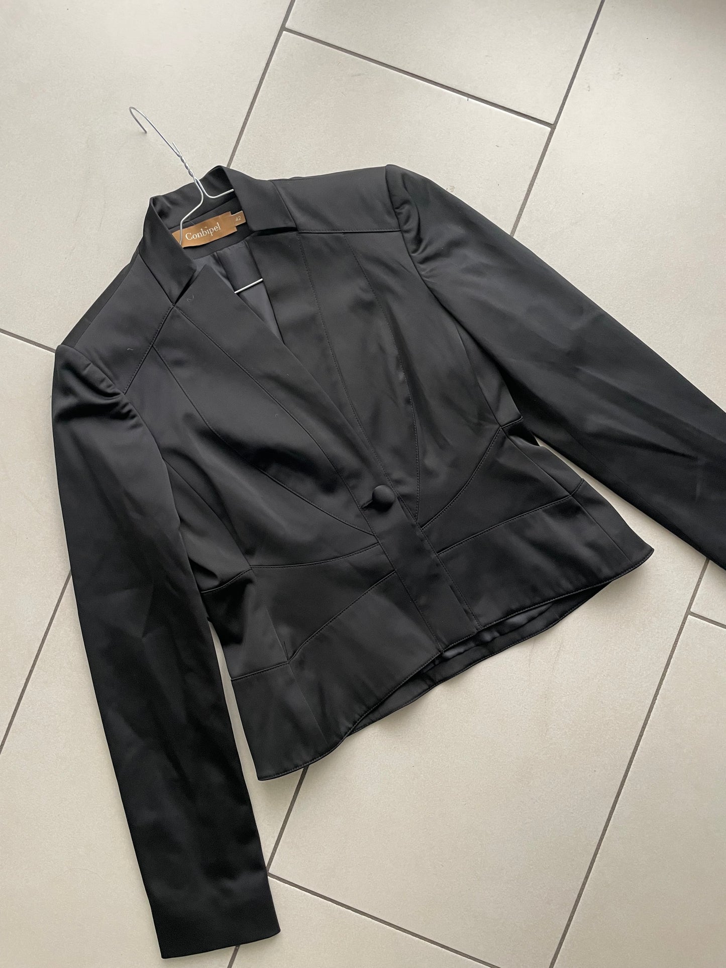 Giacchina raso nera Conbipel anni 90 - taglia S