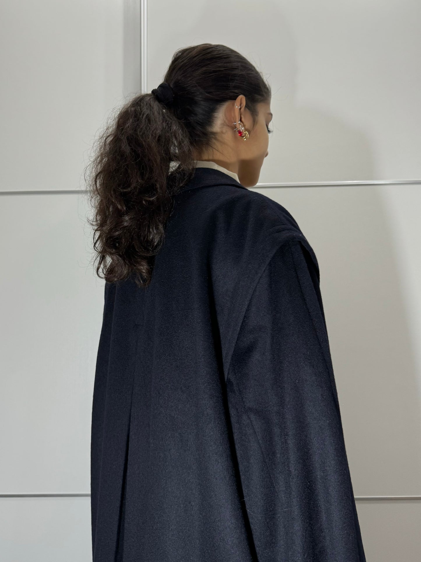 Classico cappotto Loden blu notte in misto lana vergine e alpaca