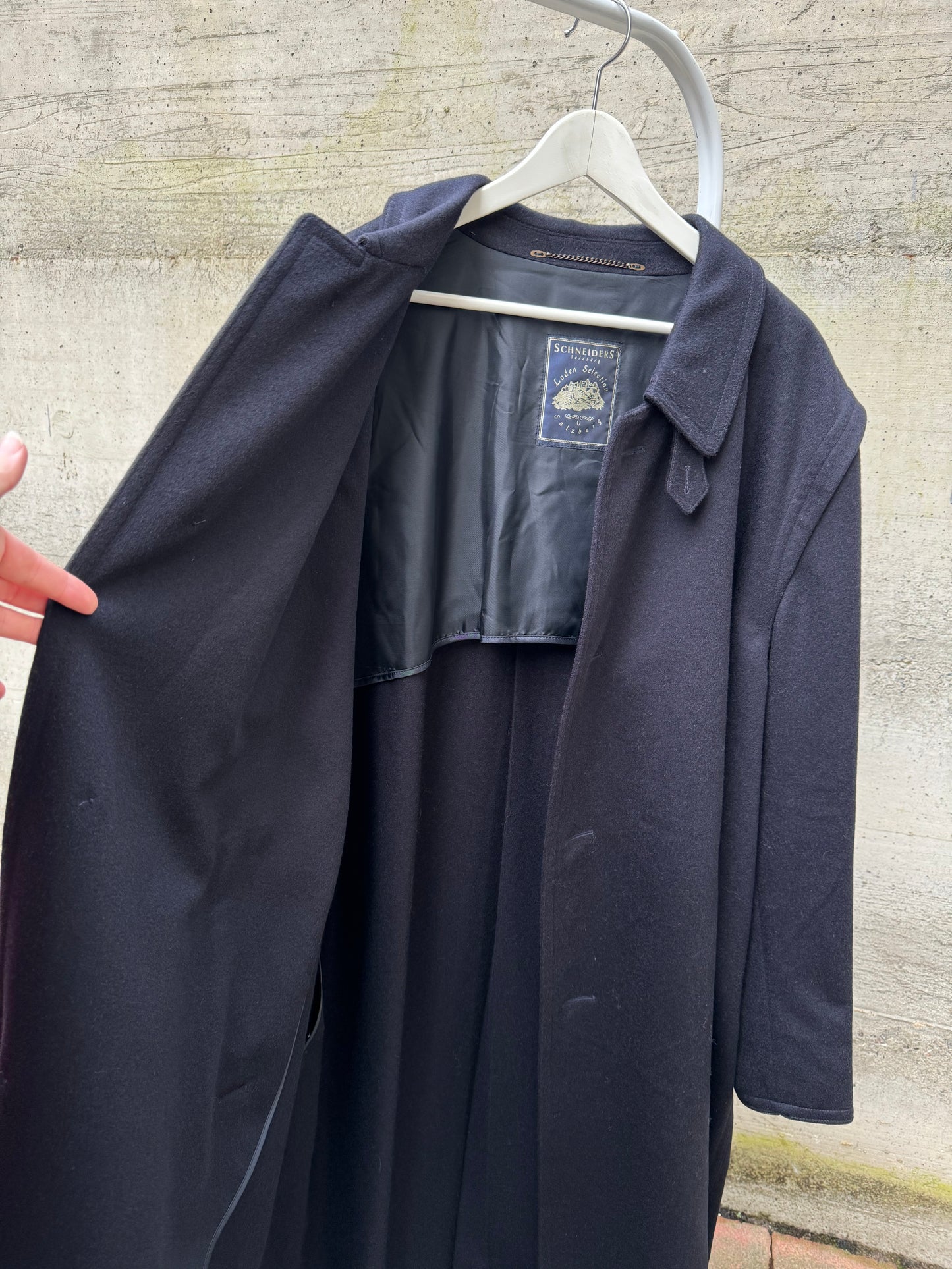 Classico cappotto Loden blu notte in misto lana vergine e alpaca