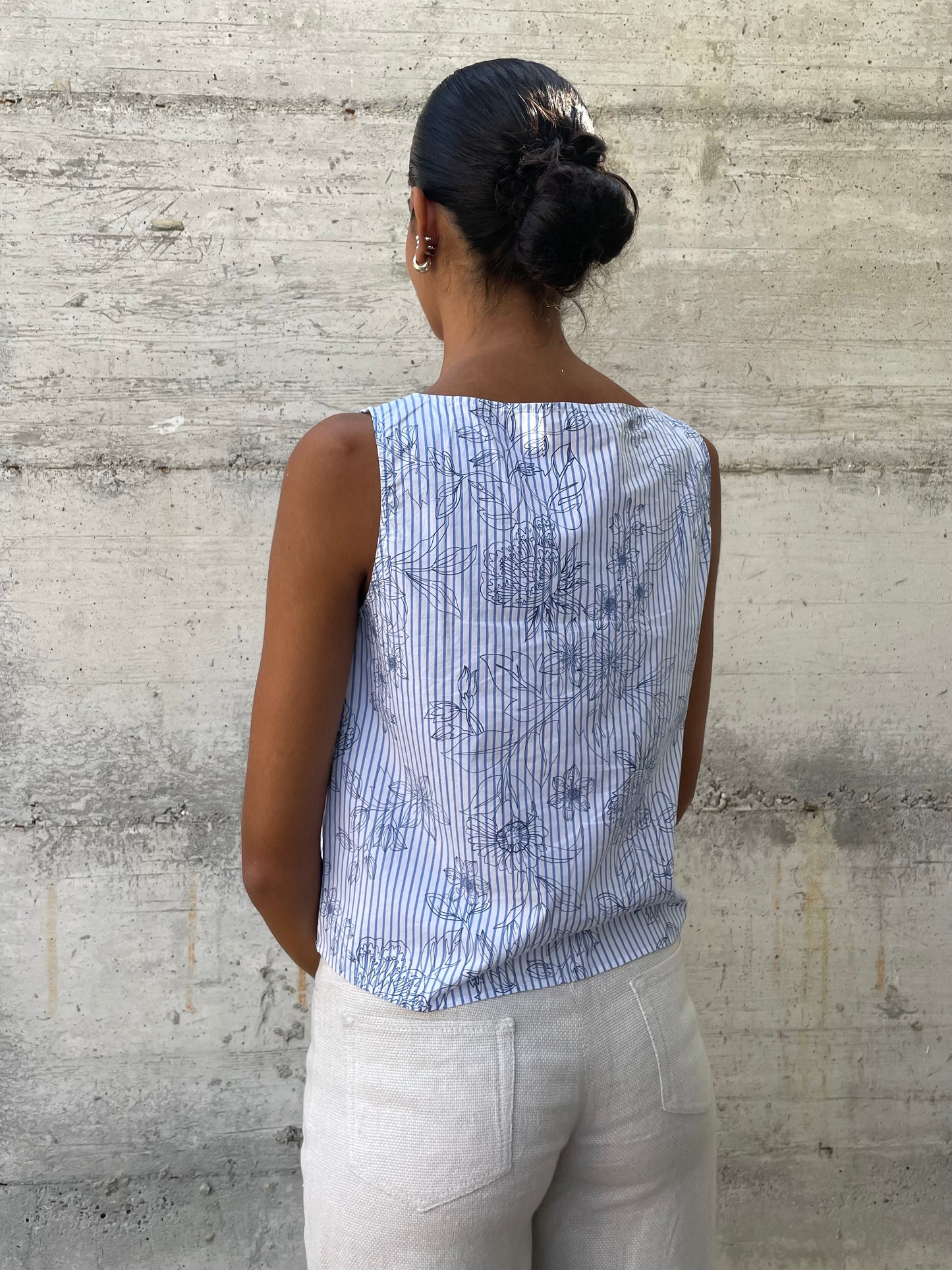 Top cropped in cotone vichy e pattern - taglia S/M