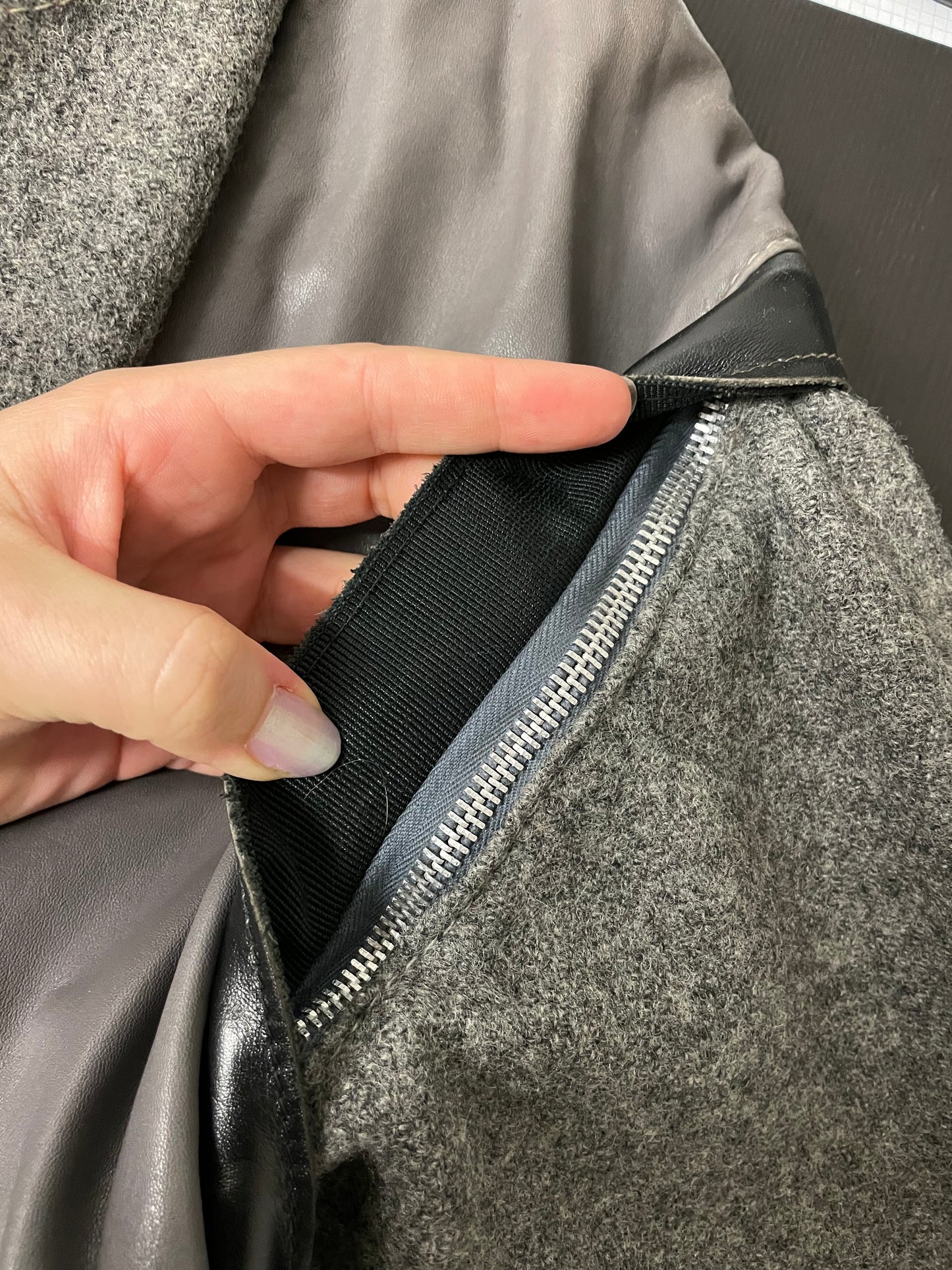 Bomber smanicabile in vera pelle e lana, Primigi 90s