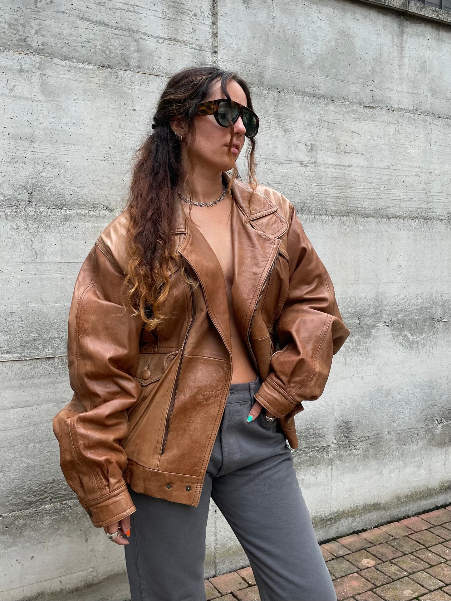 Bomber vera pelle ruggine - taglia L uomo