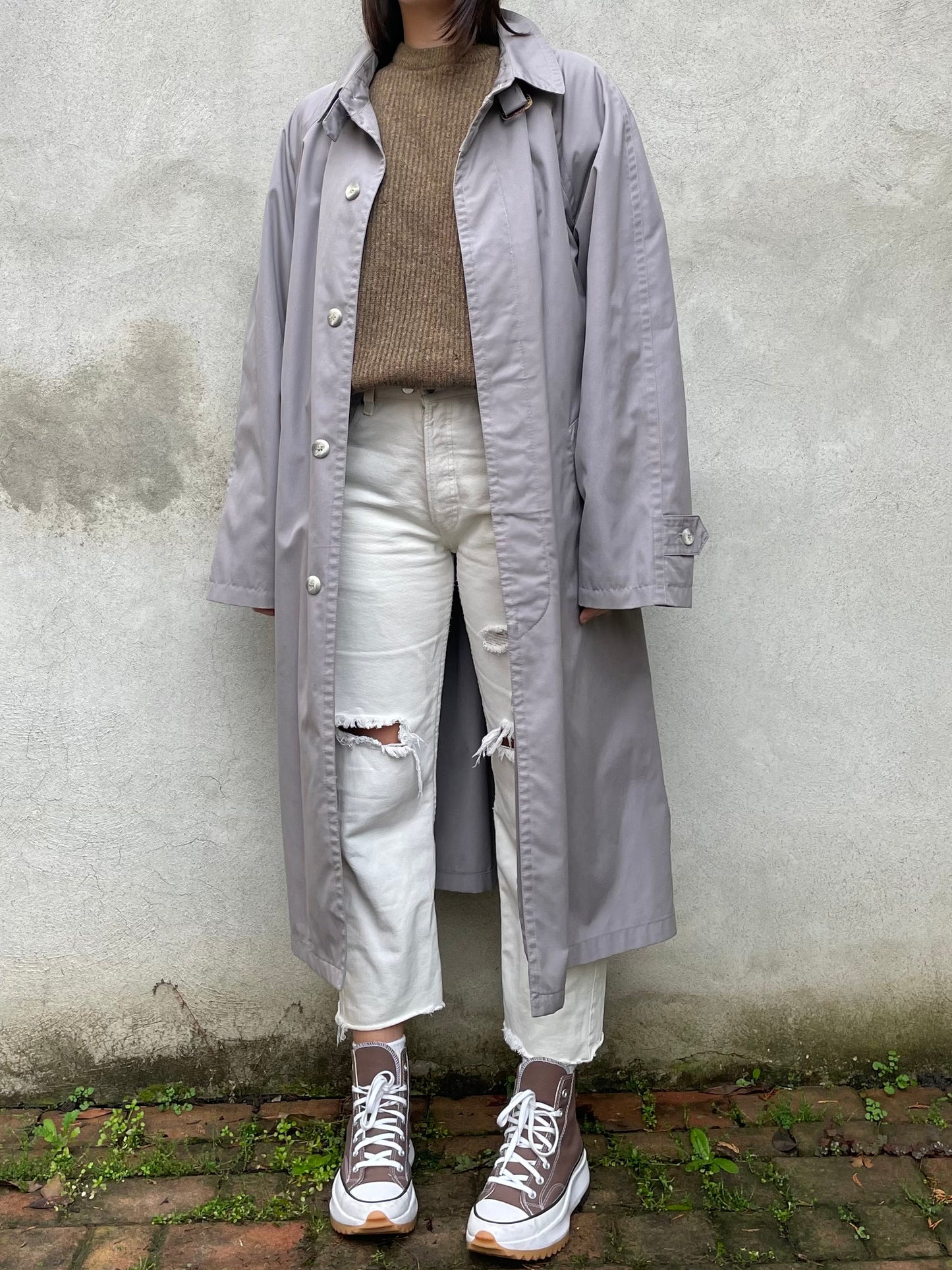 Trenchcoat lungo monopetto glicine