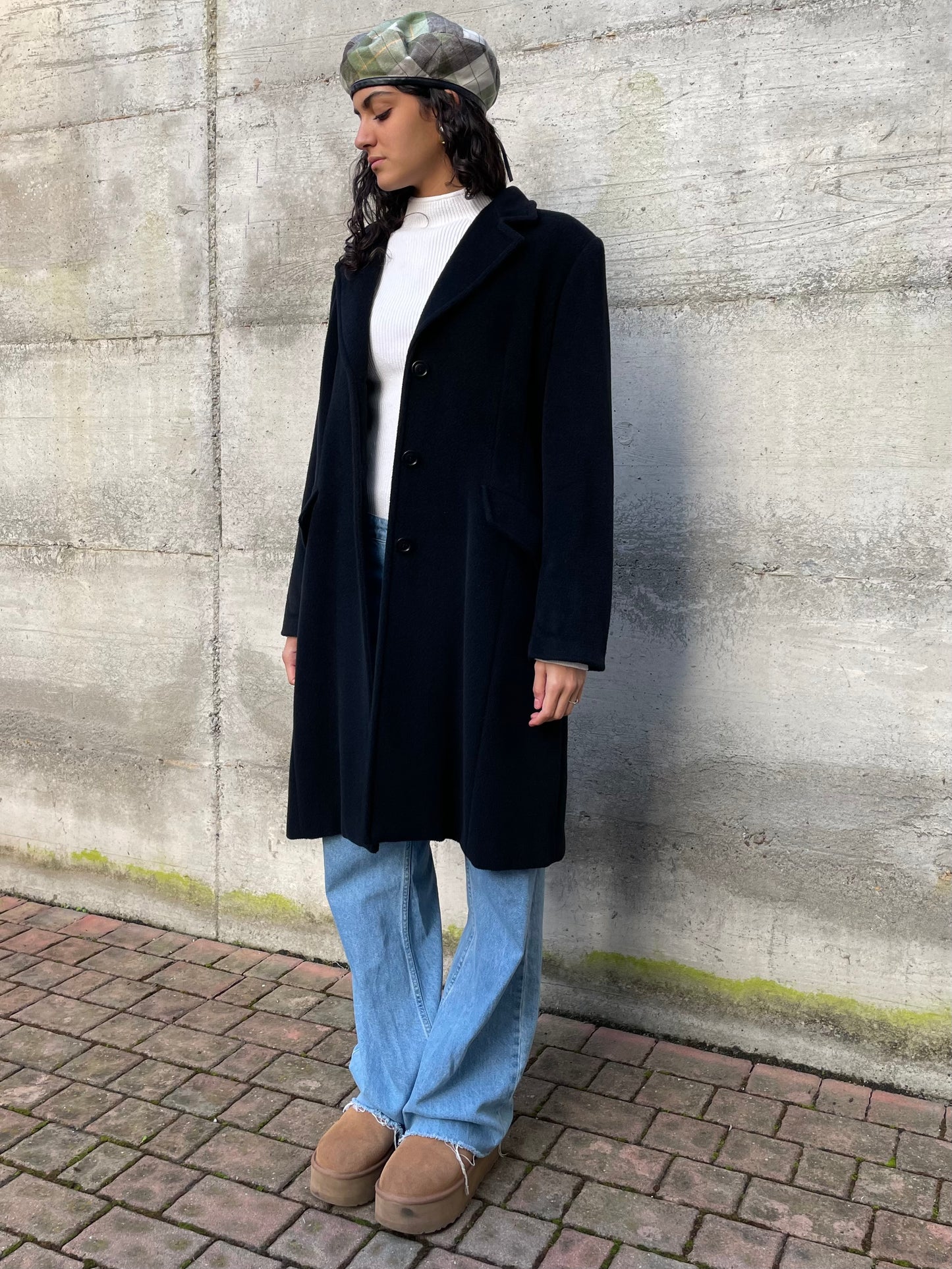 Cappotto nero Marina Rinaldi in misto lana e cashmere