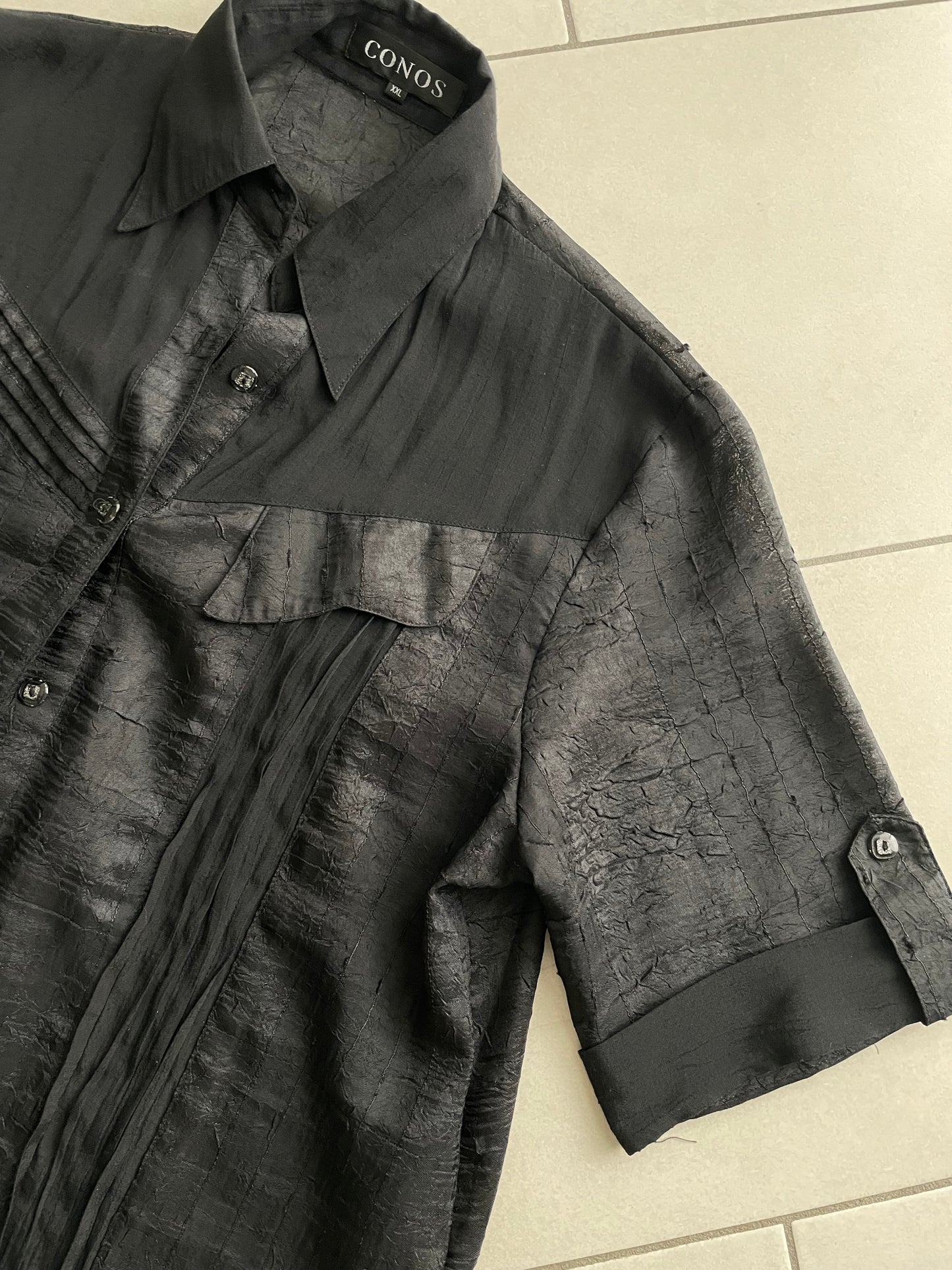 Maxi camicia sheer nera 100% viscosa - taglia unica