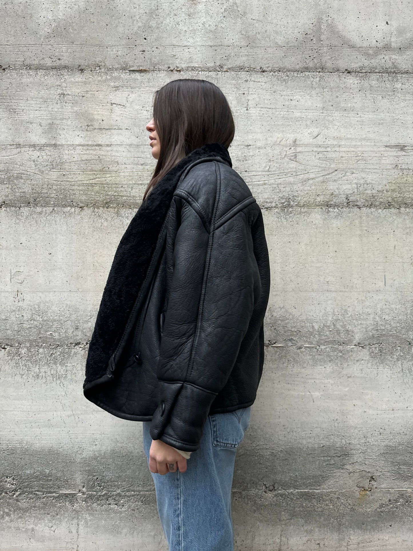 Montone Shearling cropped 80s, rara taglia 44it donna