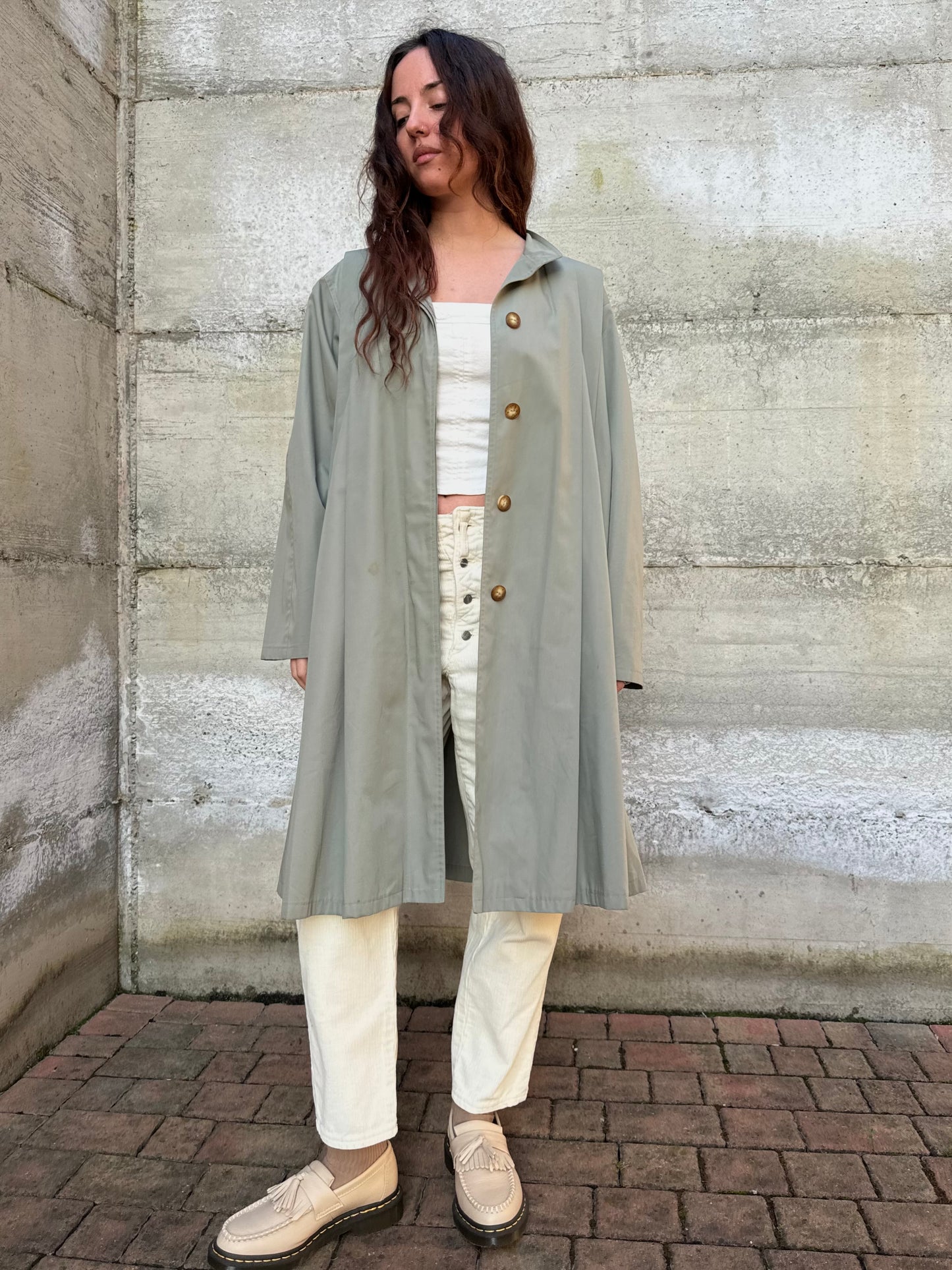 Spolverino sartoriale Mascoff in cotone verde salvia