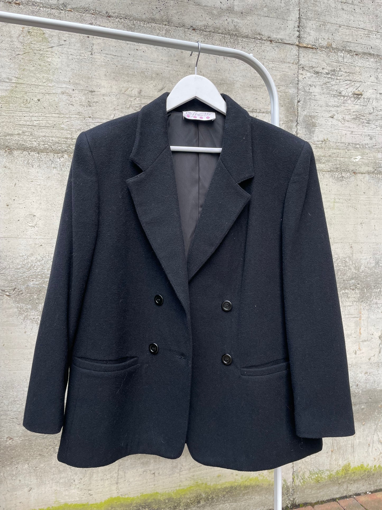Blazer sartoriale nero doppiopetto in lana