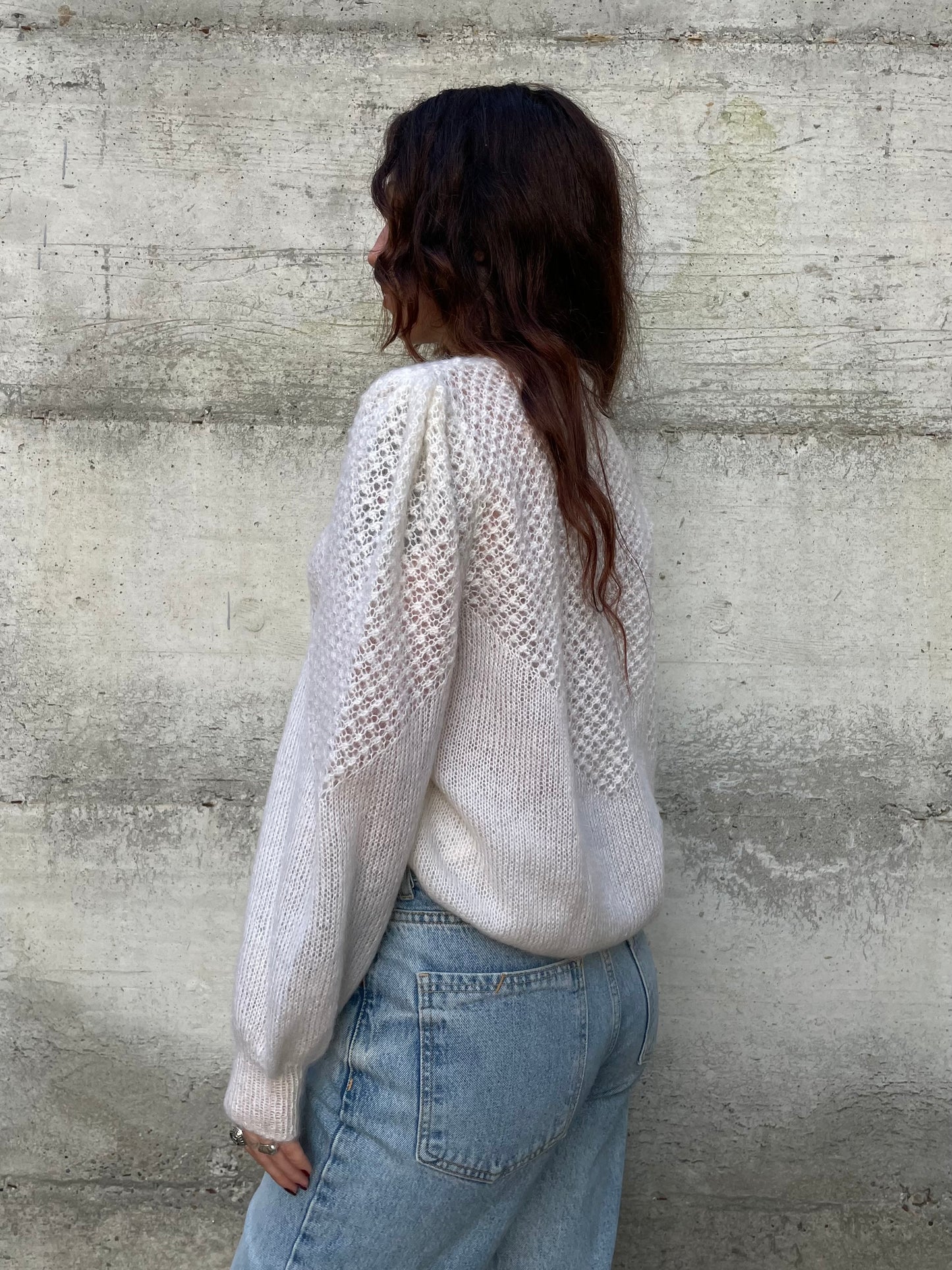 Cardigan romantico burro sartoriale, pura lana - taglia unica