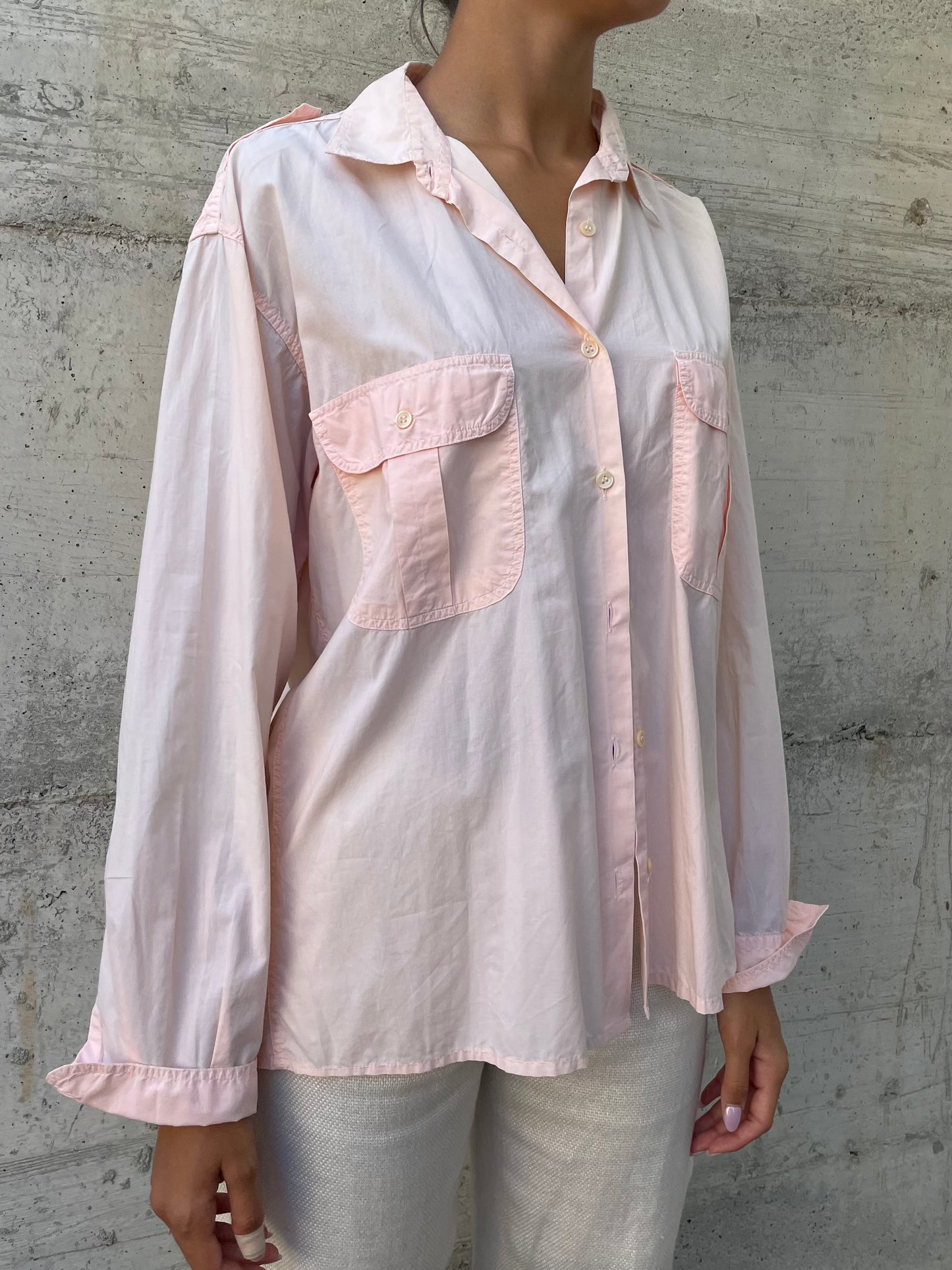 Camicia safari Aspesi in cotone rosa cipria - taglia M