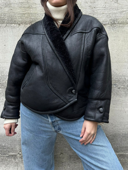 Montone Shearling cropped 80s, rara taglia 44it donna