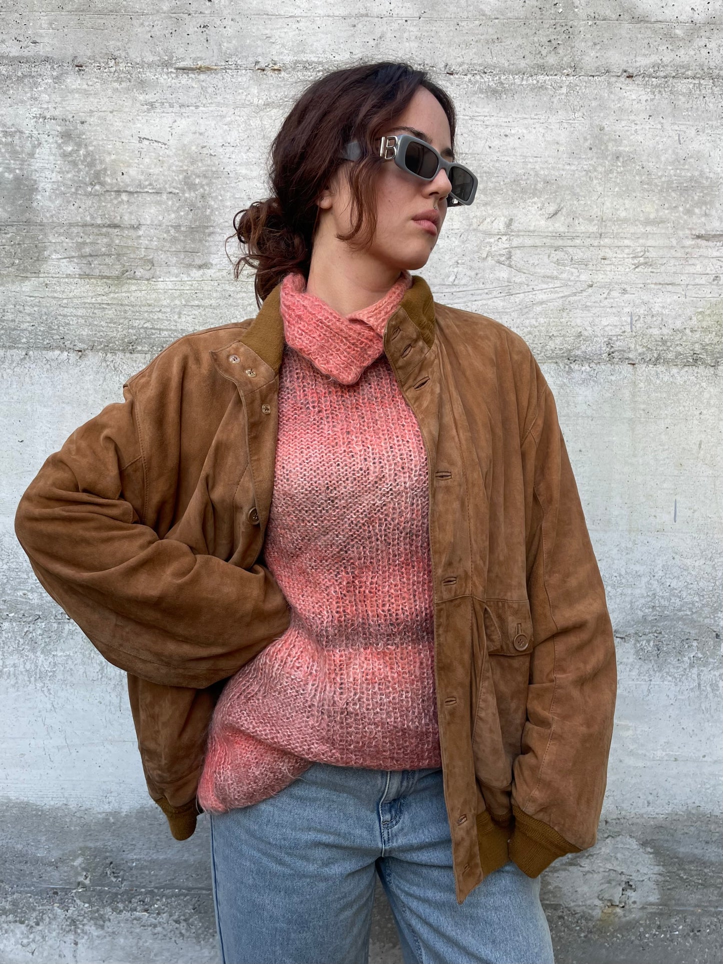 Bomber suede oversize color cognac