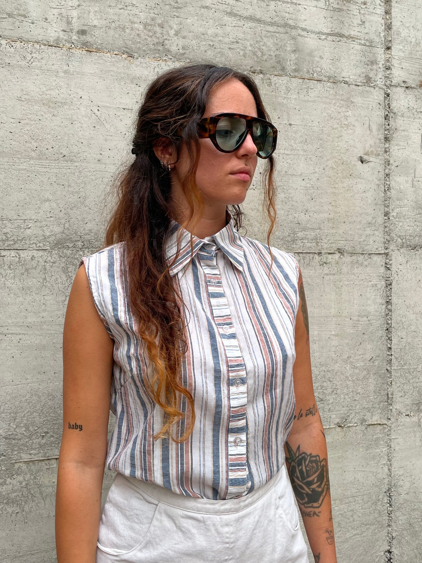 Top polo stripes in cotone - taglia M