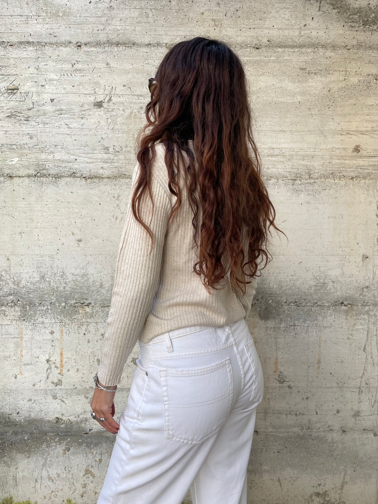 Maglioncino sabbia 100% cashmere