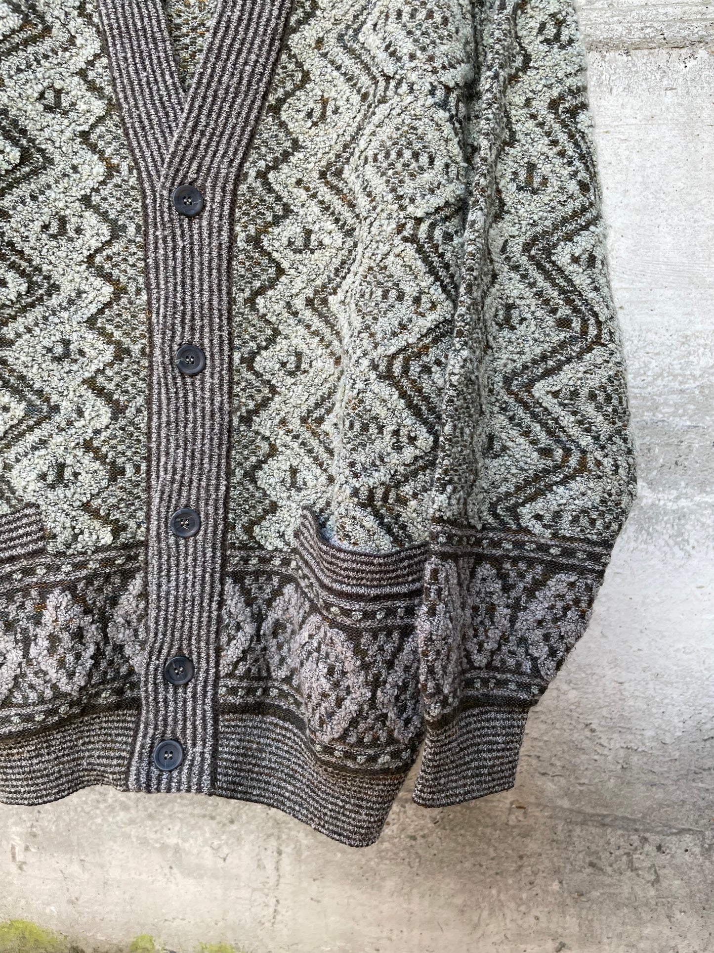 Maxi cardigan fantasia misto lana vergine e mohair - taglia unica