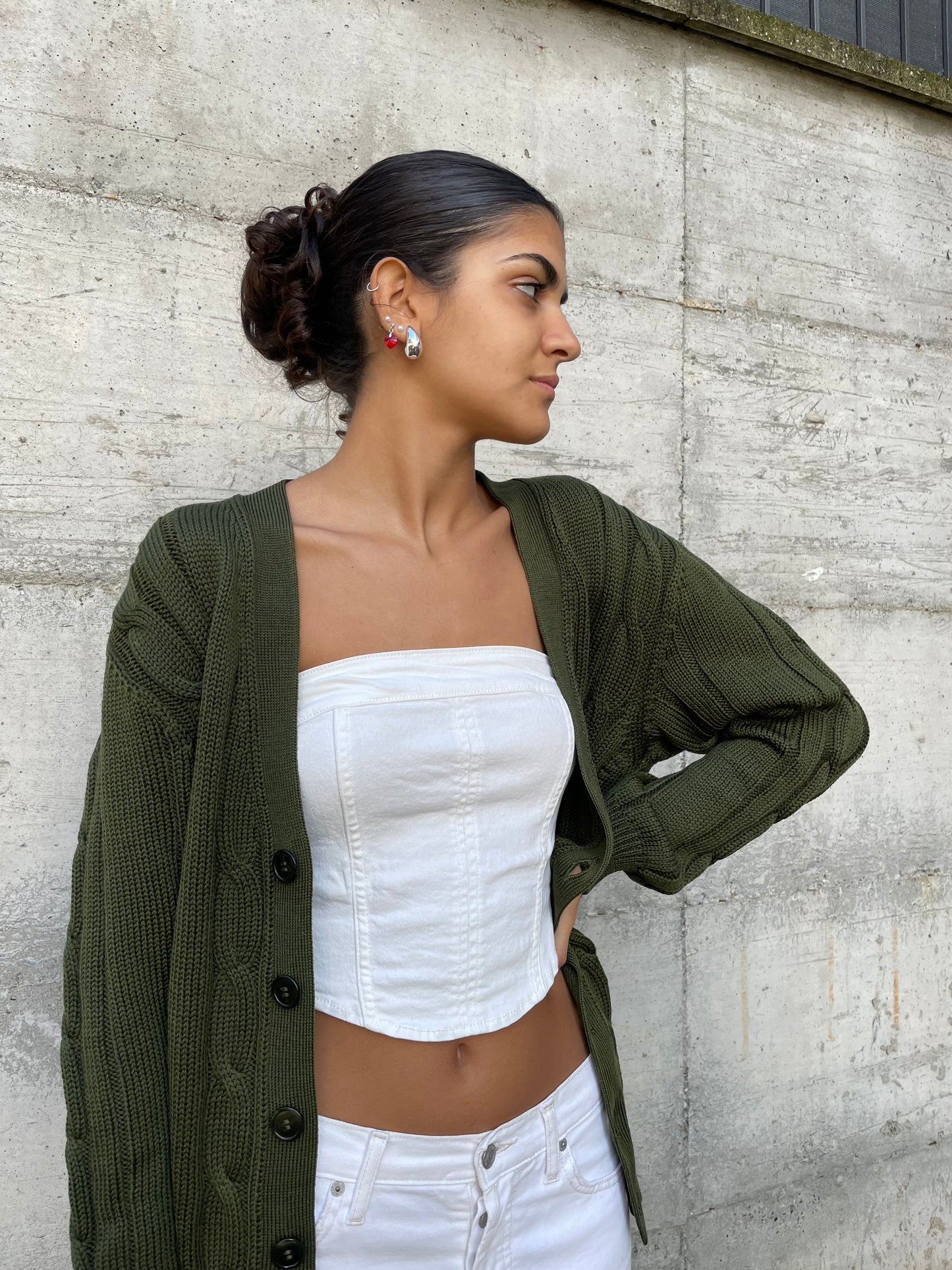 Cardigan sartoriale in misto lana e cotone - taglia M/L