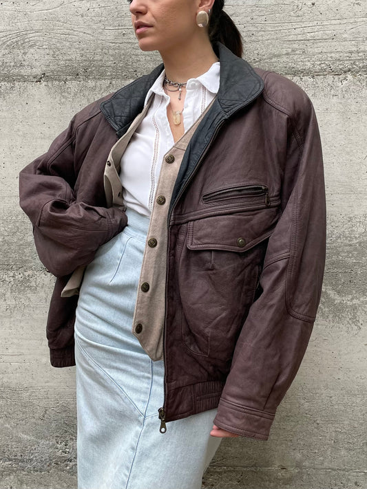 Bomber vinaccia vera pelle - L uomo