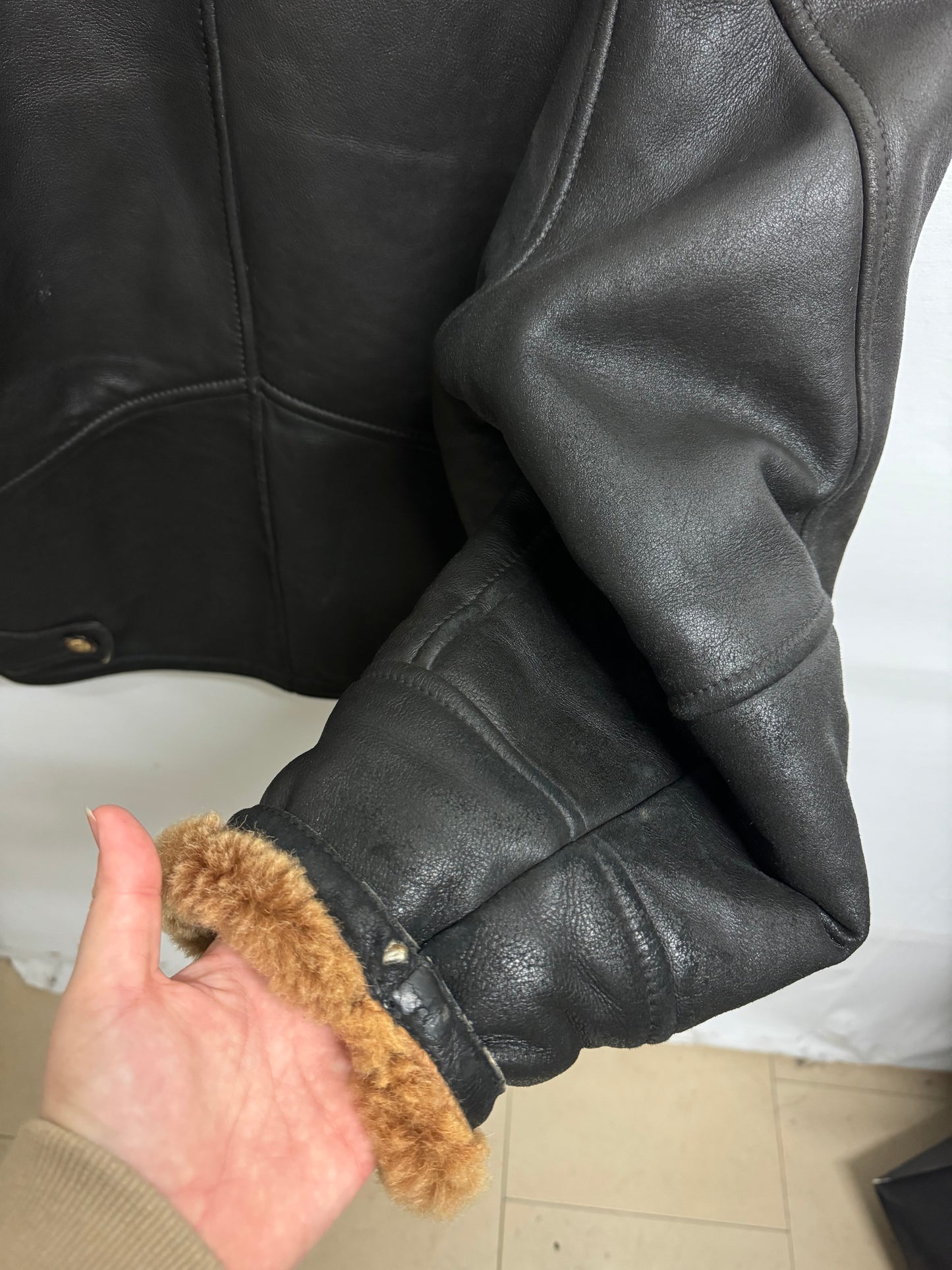 Bomber in montone Shearling testa di moro, taglia 48it uomo
